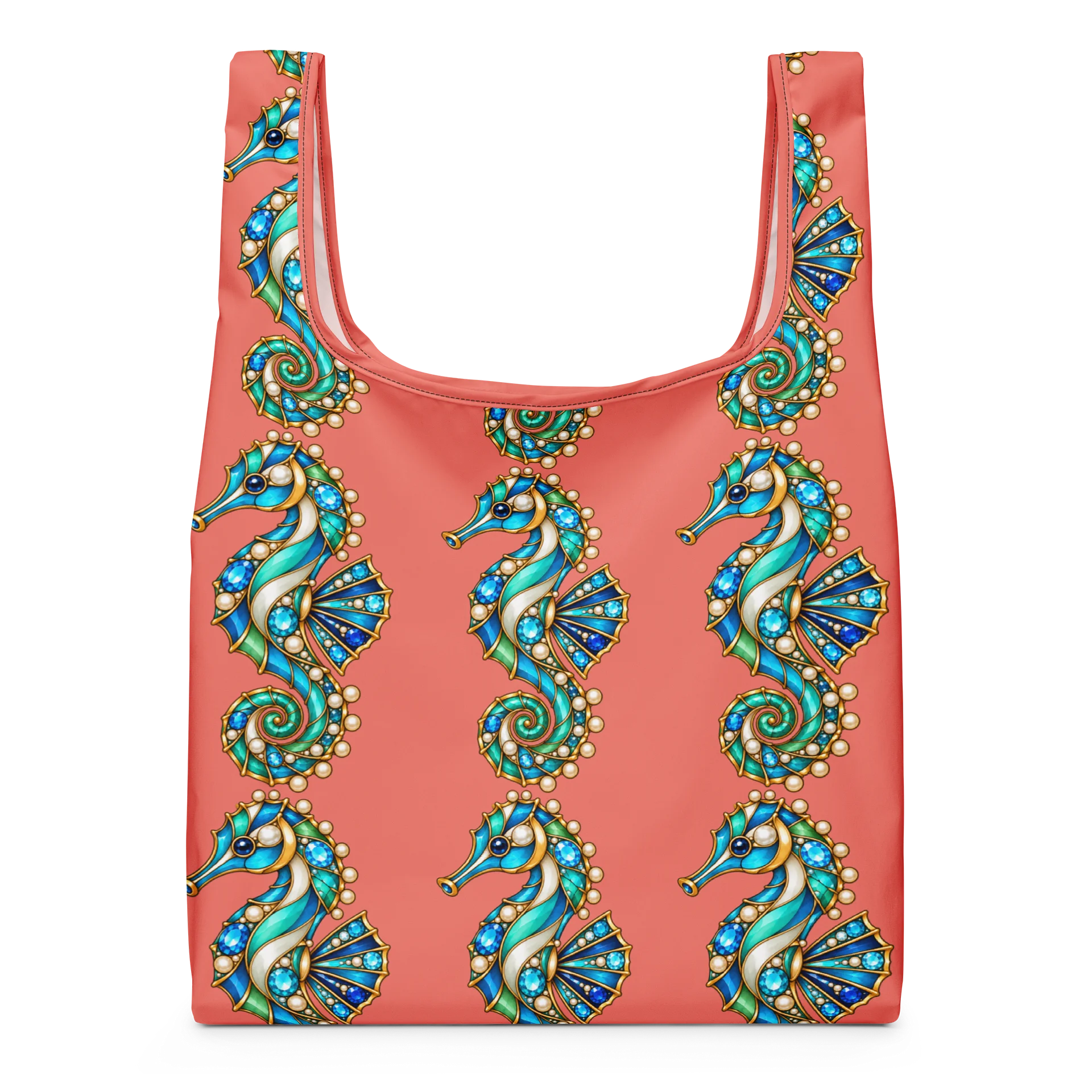 Seahorse Jeweled Brooch Coral Tote product image (1)