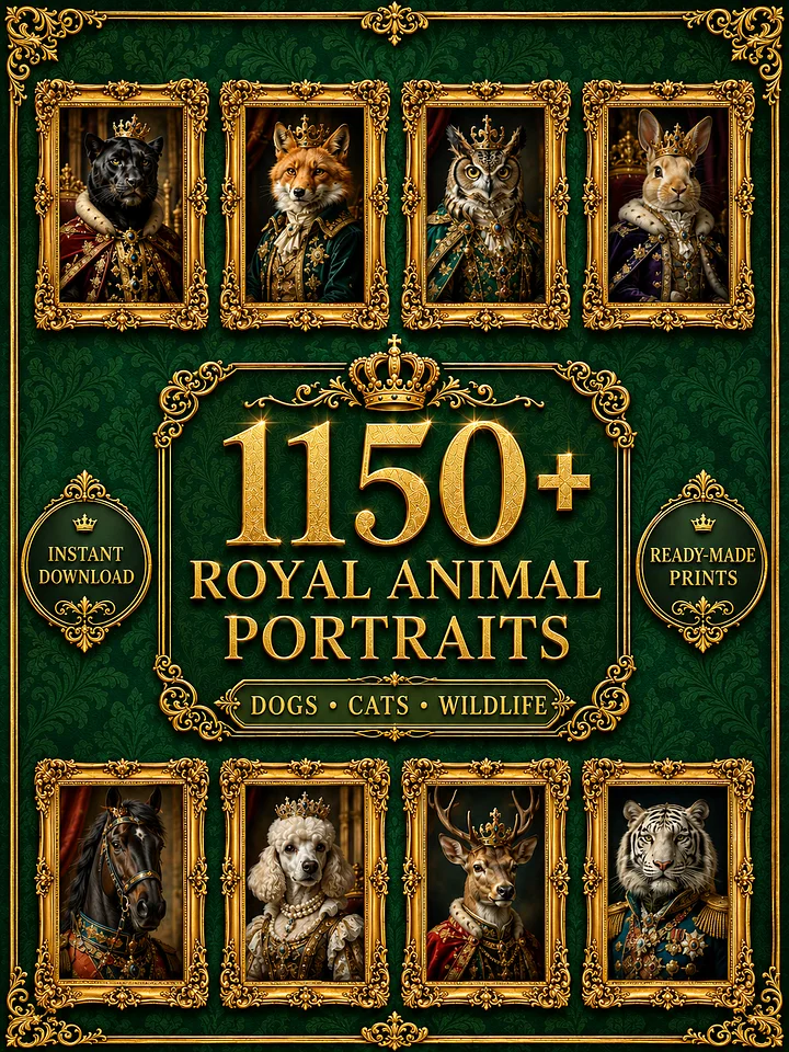 Royal Pet Portrait Wall Art Bundle, 1150+ product image (1)