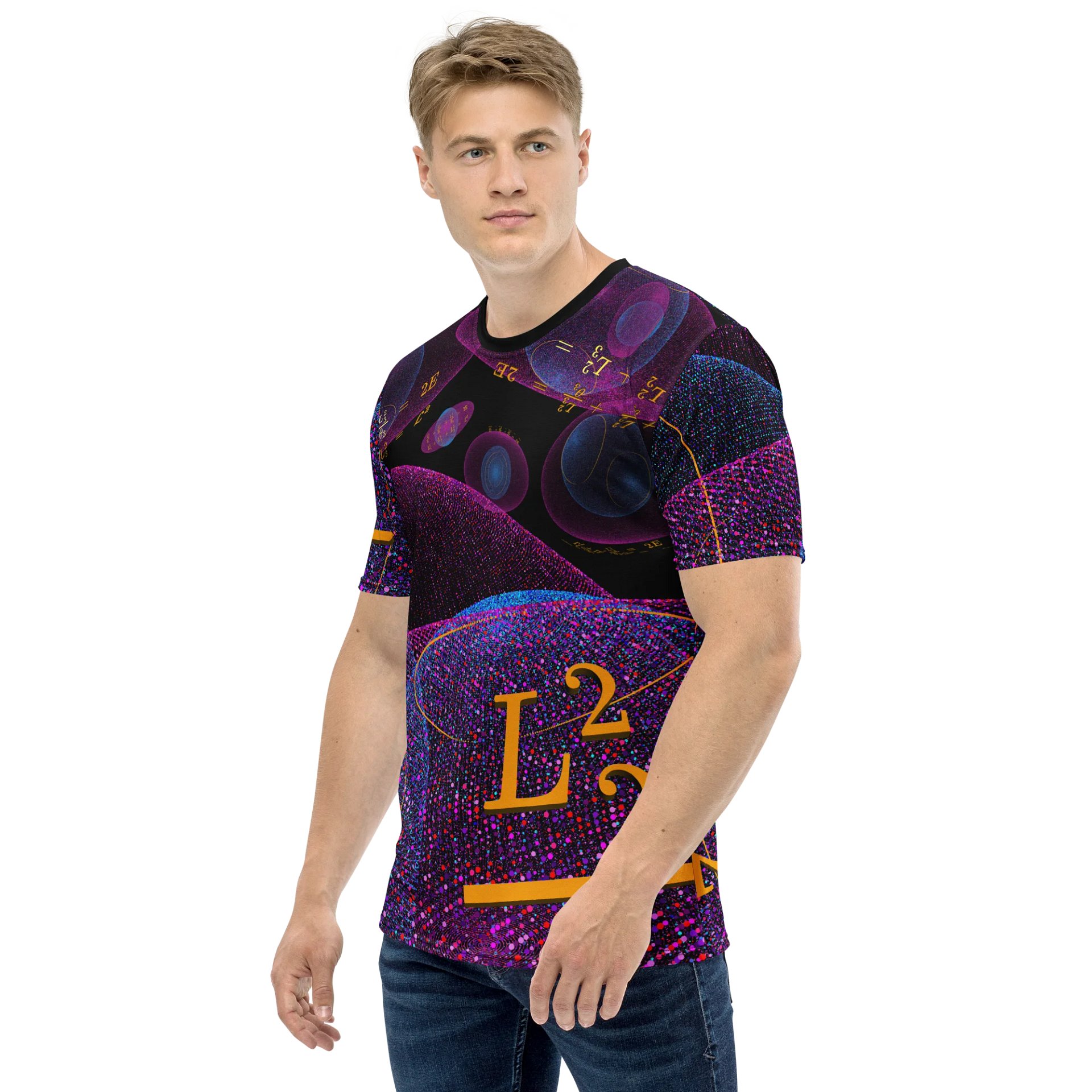 Poinsot's Pixel Spaceship 2 - Physics of the Gyroscope Men's Crew Neck T-Shirt product image (1)