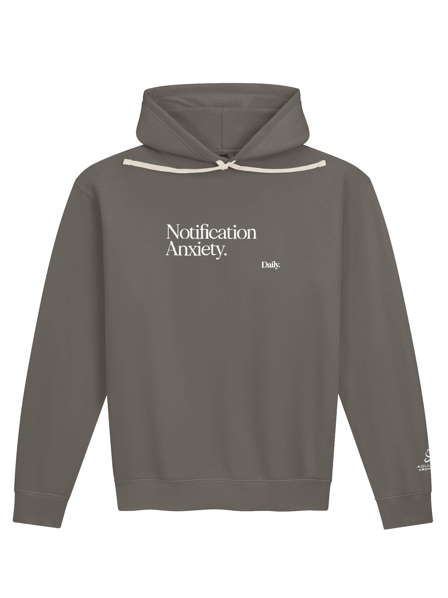 “Notification Anxiety. Daily.” — Unisex Garment-Dyed Fleece Hoodie product image (2)