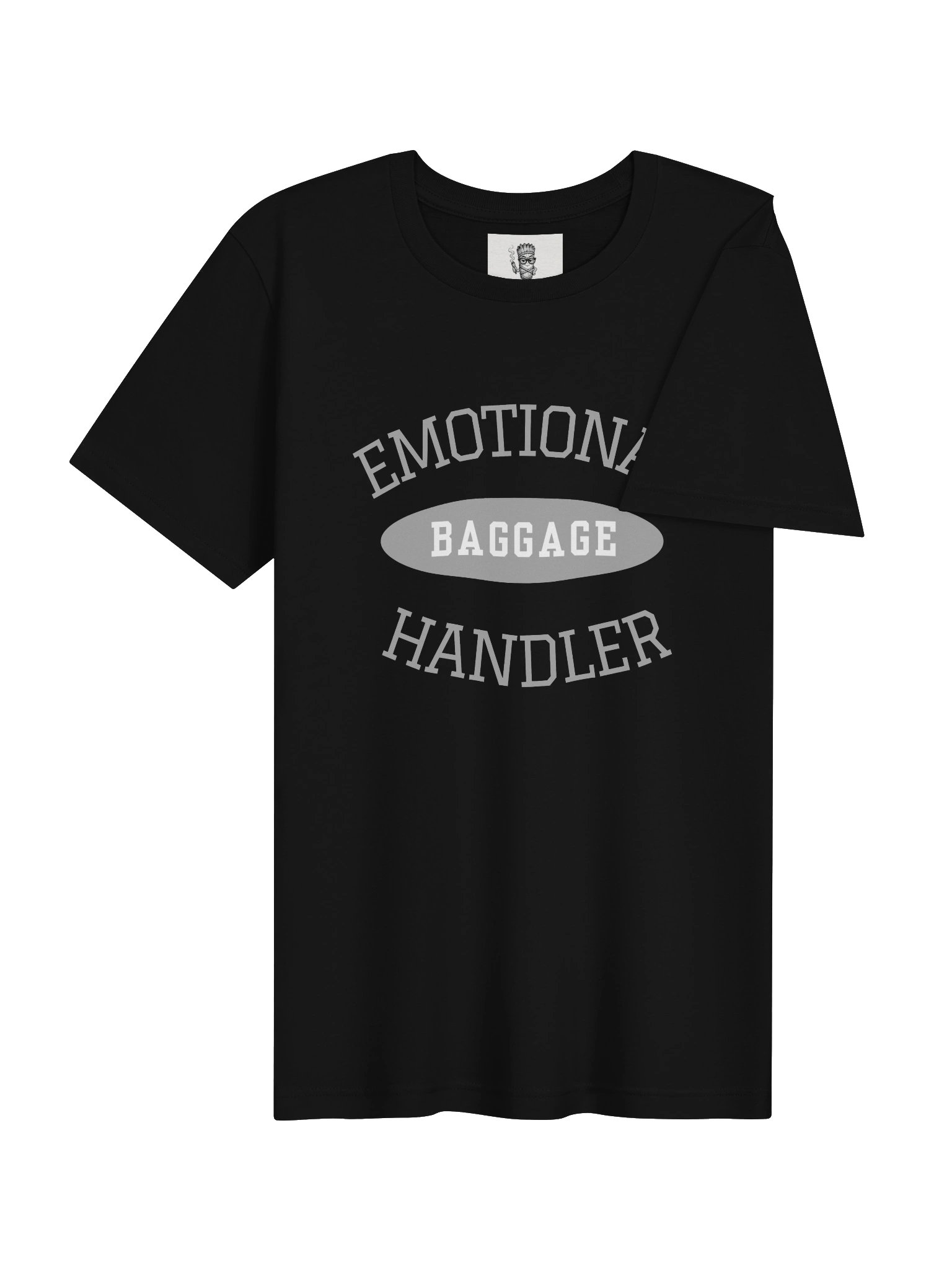 Emotional Baggage Handler T-Shirt - Gray and White Varsity Style product image (7)