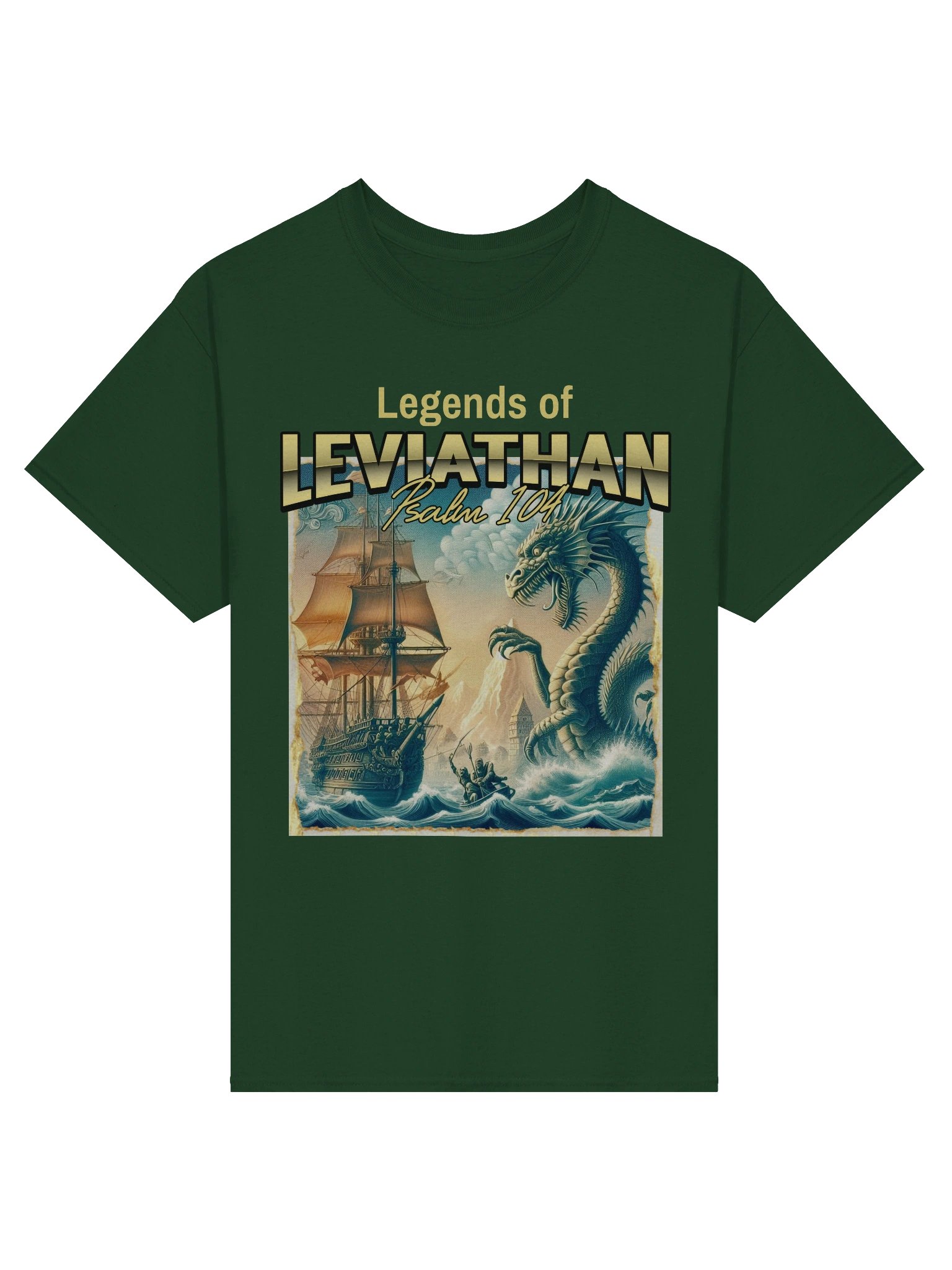 Legends of Leviathan T-Shirt, Sea Serpent, Bible Dragon Monster of the Sea Bible Verse Tee product image (1)