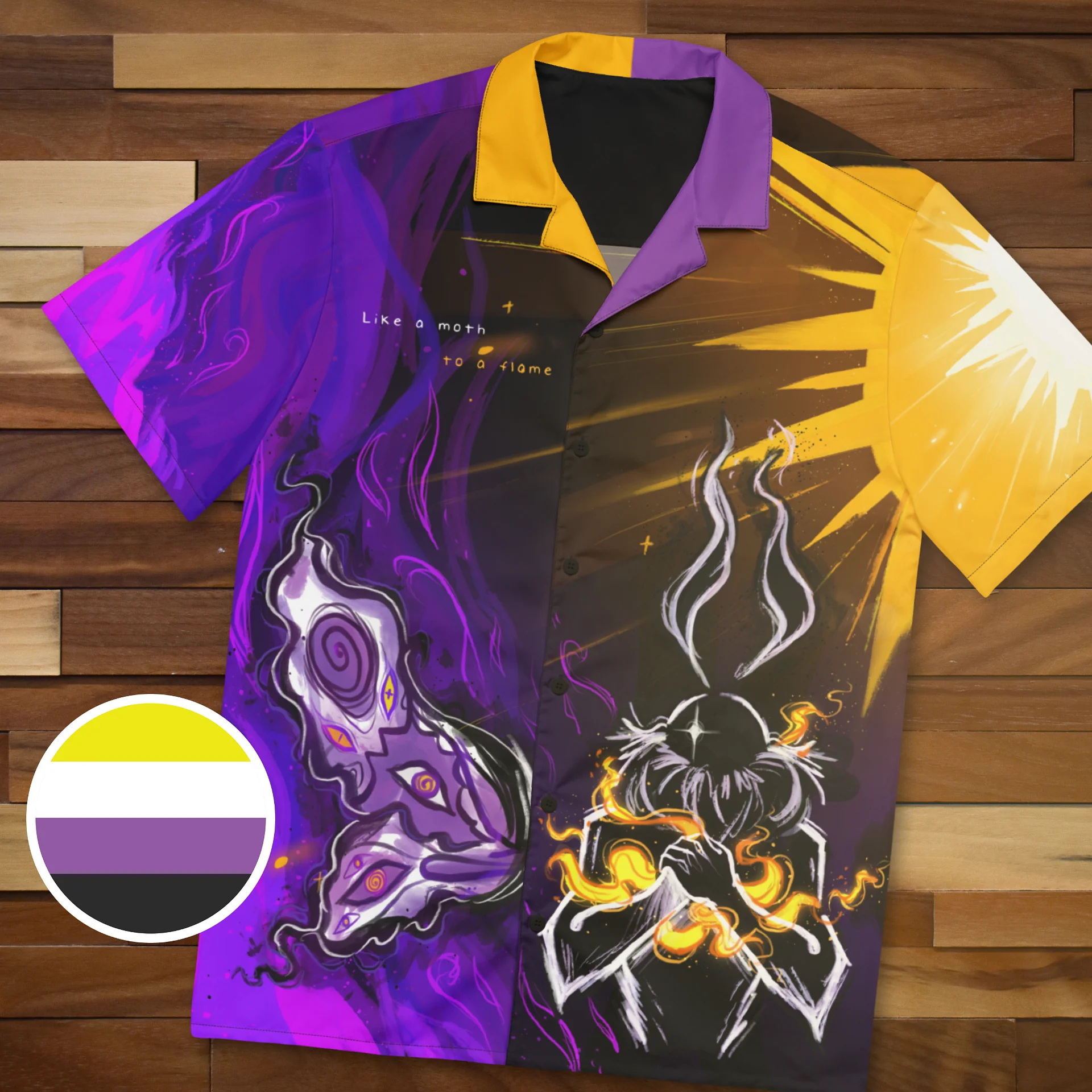 Nonbinary Subtle Pride Mothman Button Up Shirt product image (1)