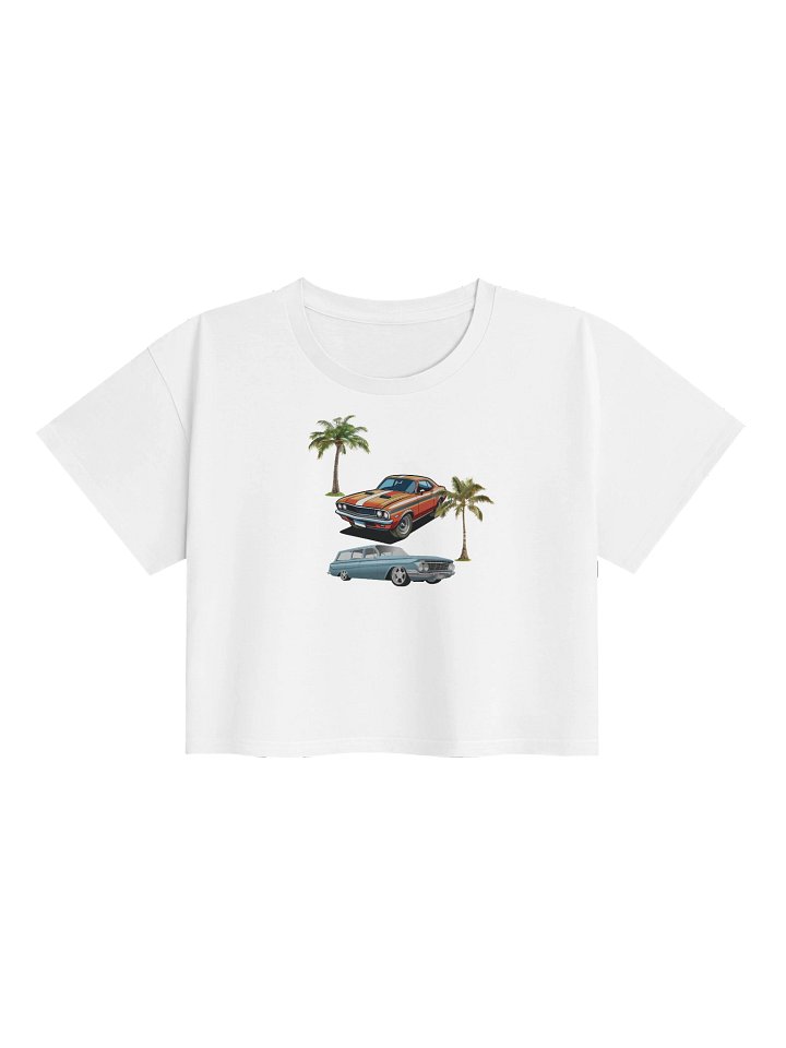 Cute White Classic Car Crop Top product image (1)