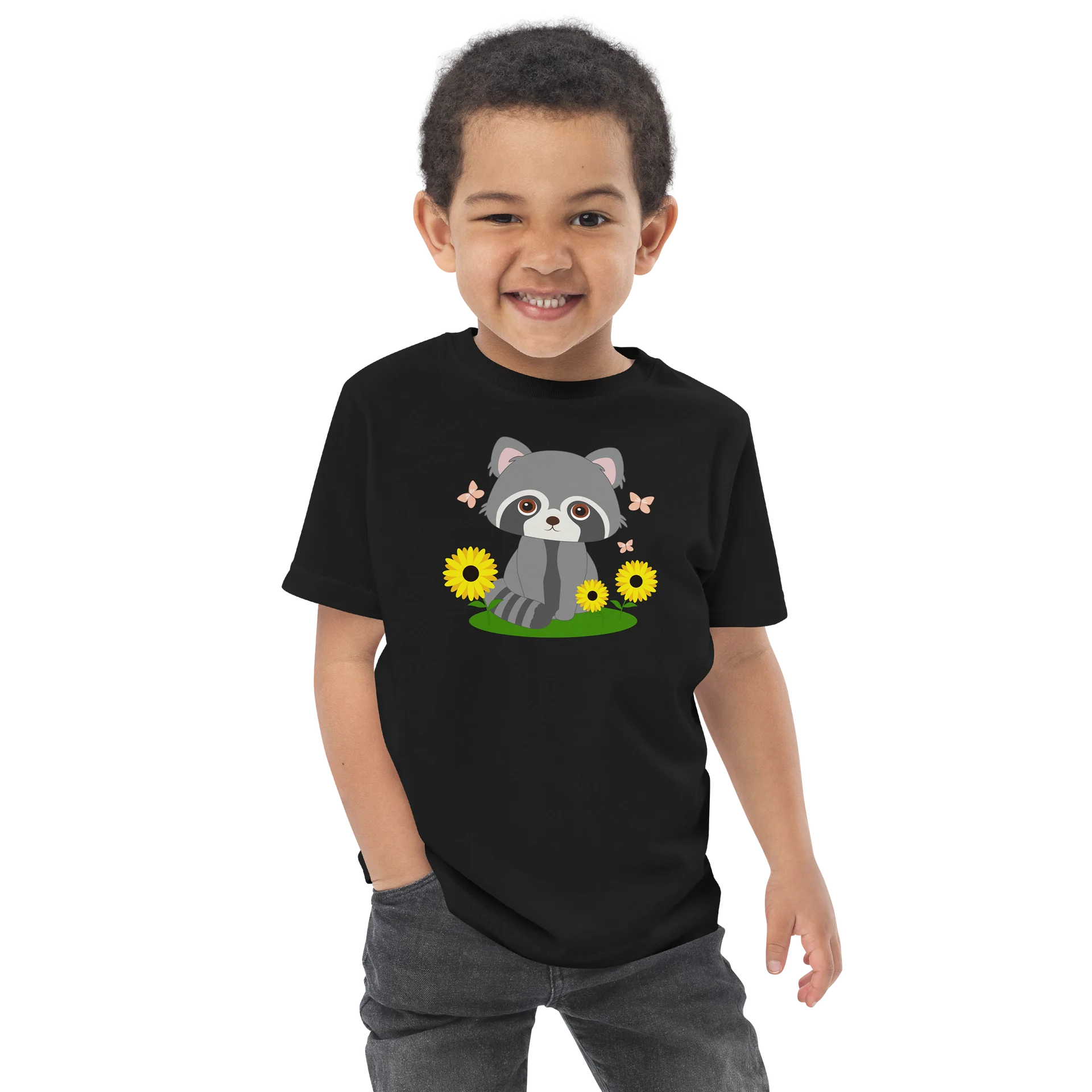 Soft Paws & Petals Raccoon Toddler Jersey T-Shirt - Black product image (4)