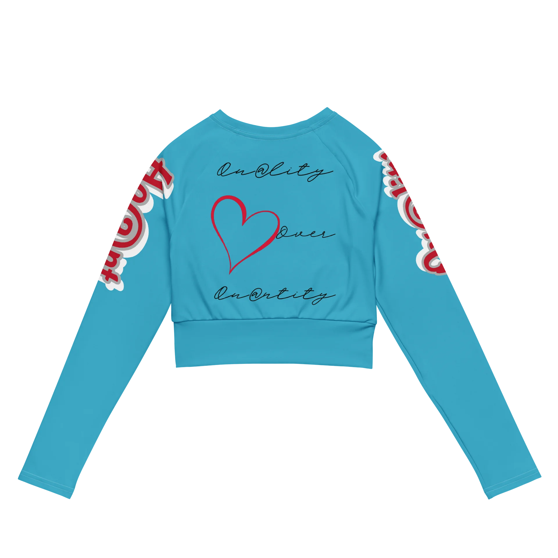 "Qu@lity He@rts" Long Sleeve Crop Top (Tiffany Blue) product image (7)
