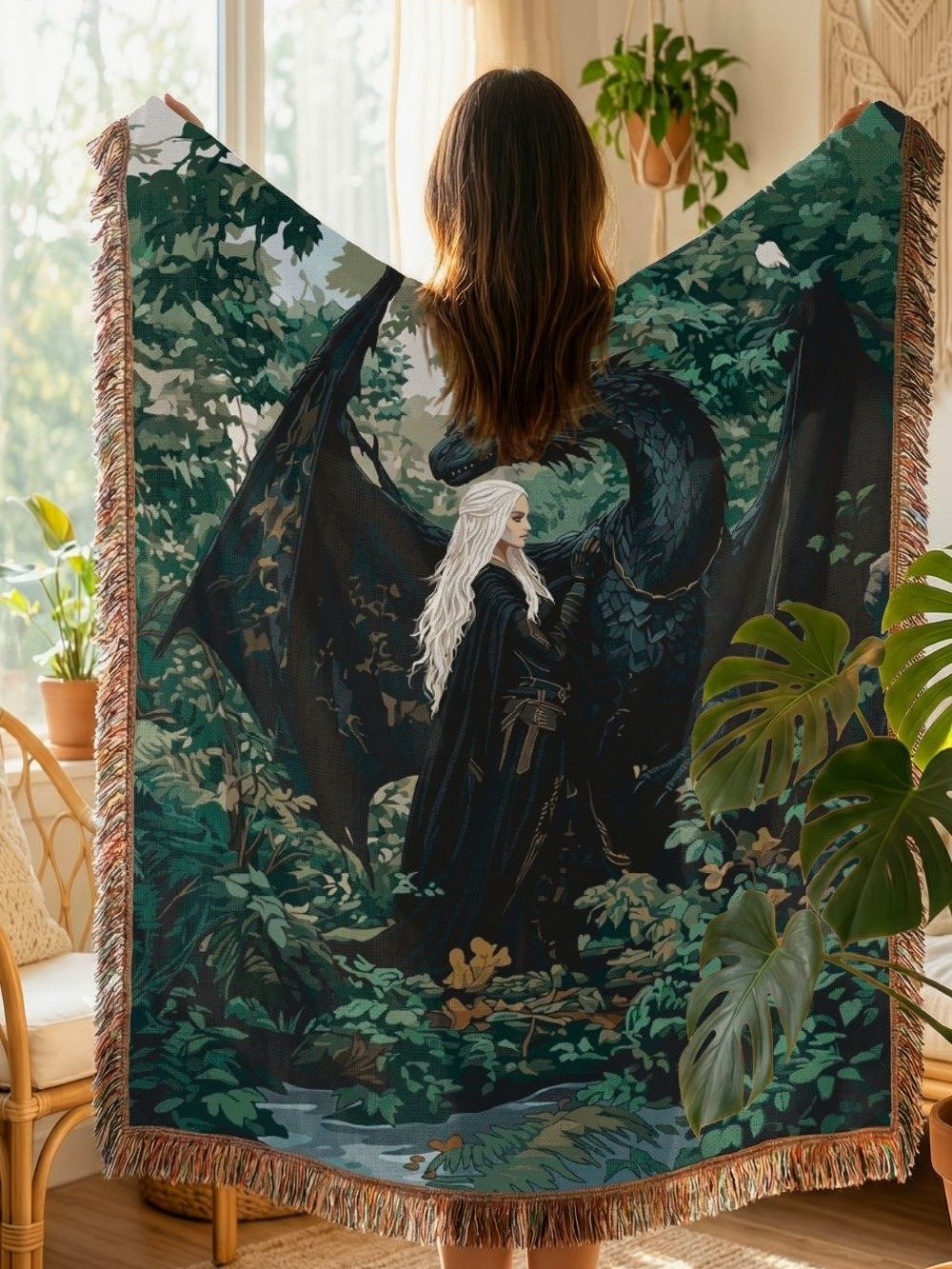 Daenerys & Dragon Woven Throw Blanket – Game of Thrones Home Decor product image (1)