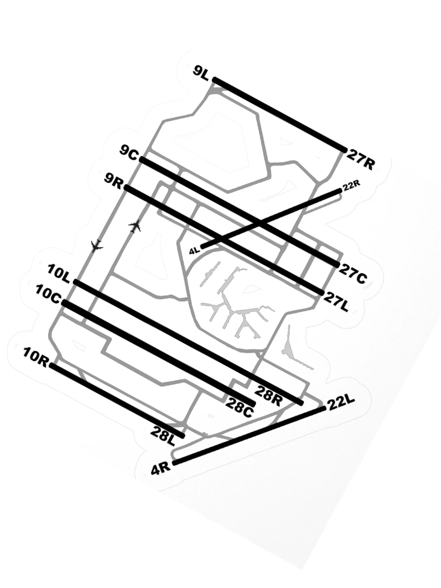 O'Hare Airport Chicago Runway Diagram Sticker product image (2)