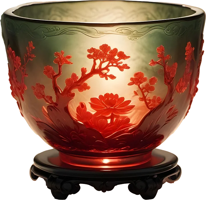 Chinese Glass Bowl – Radiant Floral Elegance PNG product image (1)