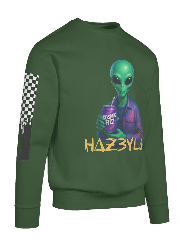 HAZ3YLAX Green Drip Checkerboard Alien Sweatshirt product image (2)