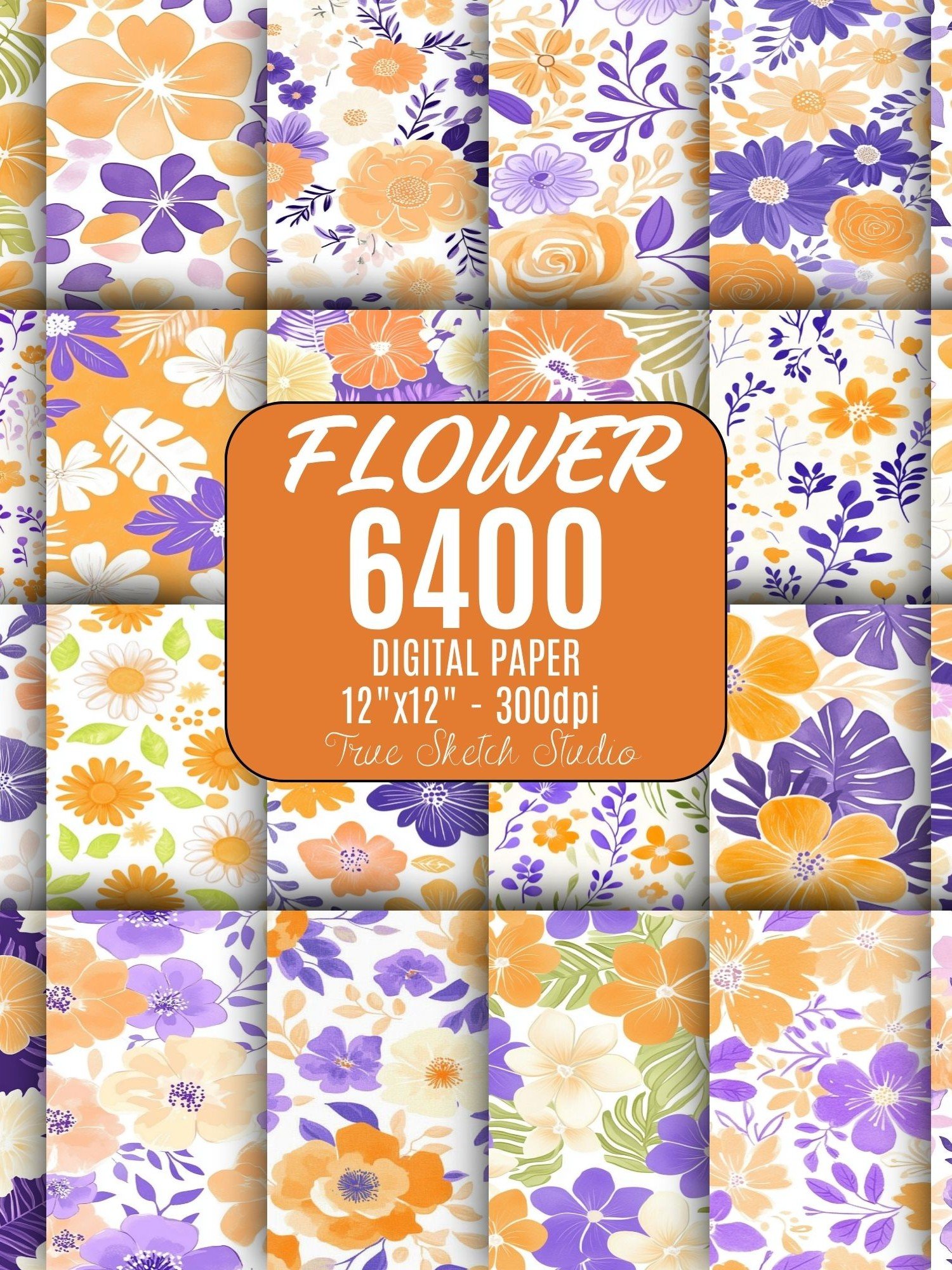 6400 Floral Digital Paper Bundle, Flower Pattern Mega Pack product image (9)
