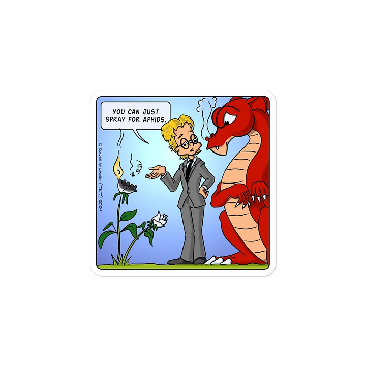 Whimsical Resident Dragon Spray for Aphids Die-Cut Stickers product image (2)