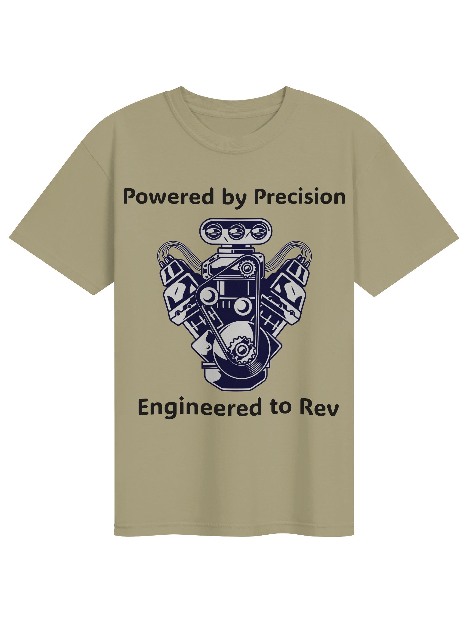 Powered by Precision Engineered to Rev T-Shirt | Car Engine Graphic Tee for Vehicle Guys & Mechanics product image (1)