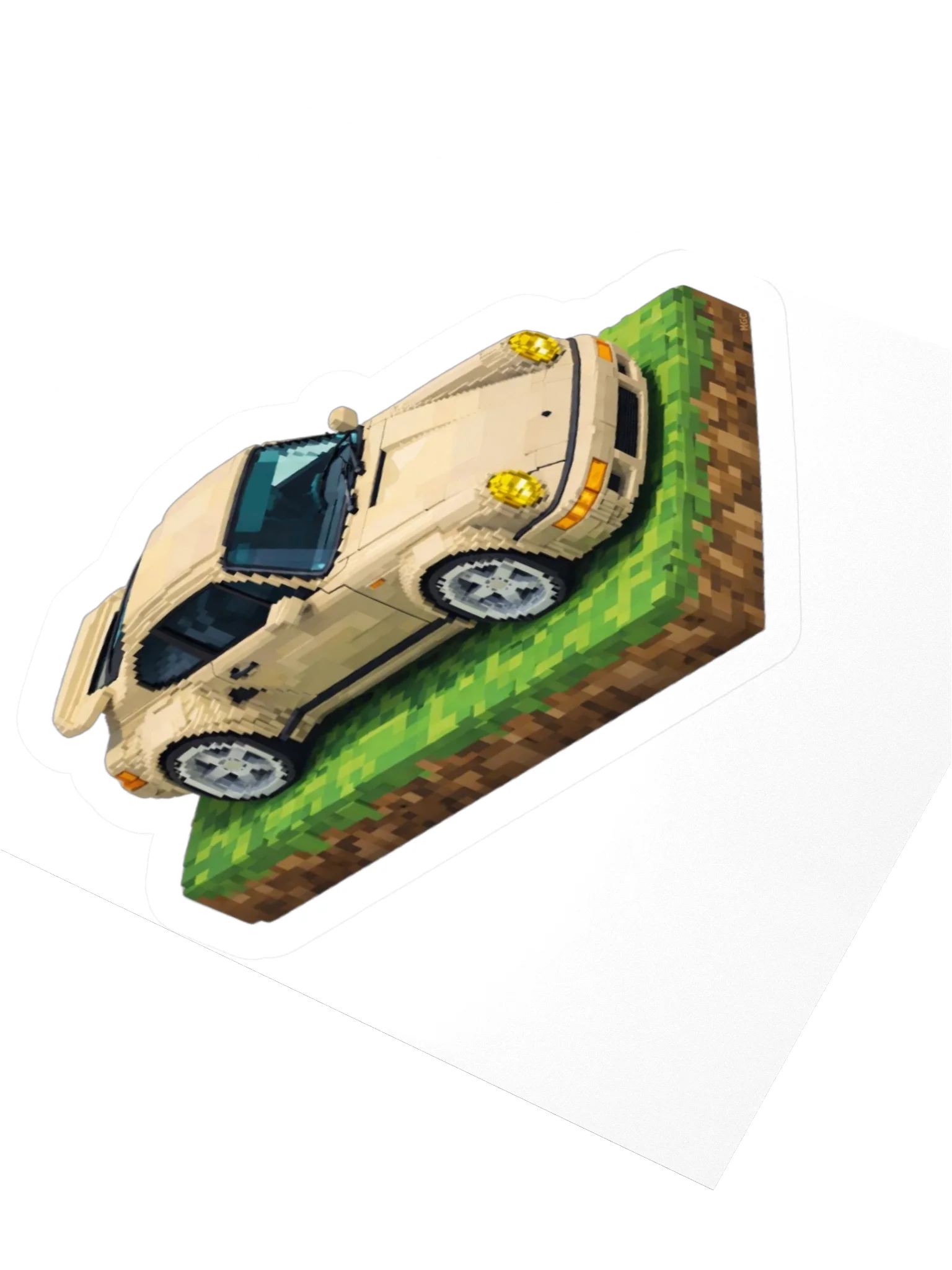 Grey Porsche 964 Ruf Automobile Ultimate "Wolf" Voxel Art Sticker (Pixel, Retro, Minecraft) product image (3)