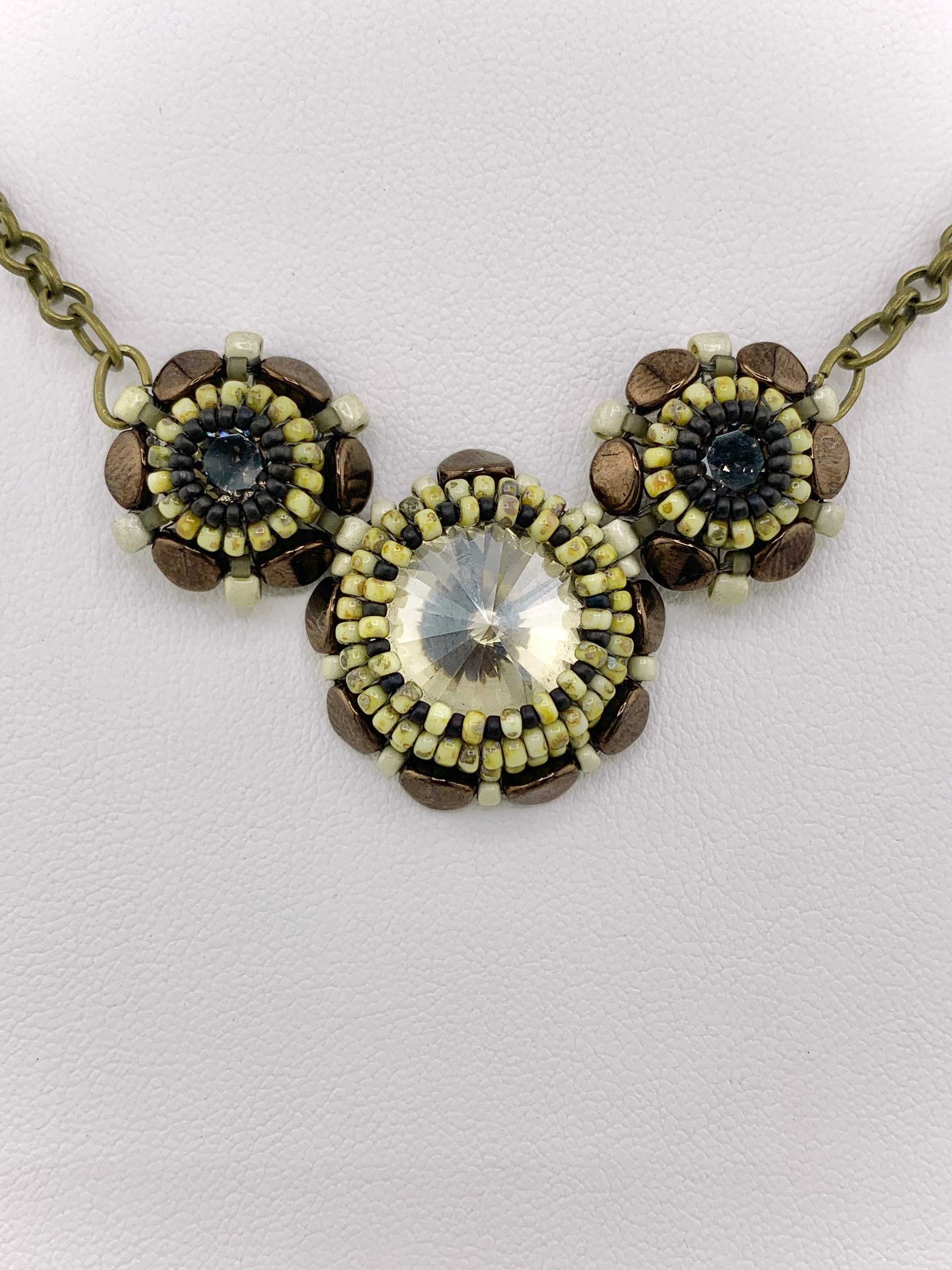 Spellbound Beaded Crystal Pendant Necklace - Bronze product image (4)