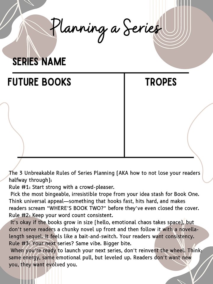 Planning A Series Worksheets + Newsletter Help product image (2)