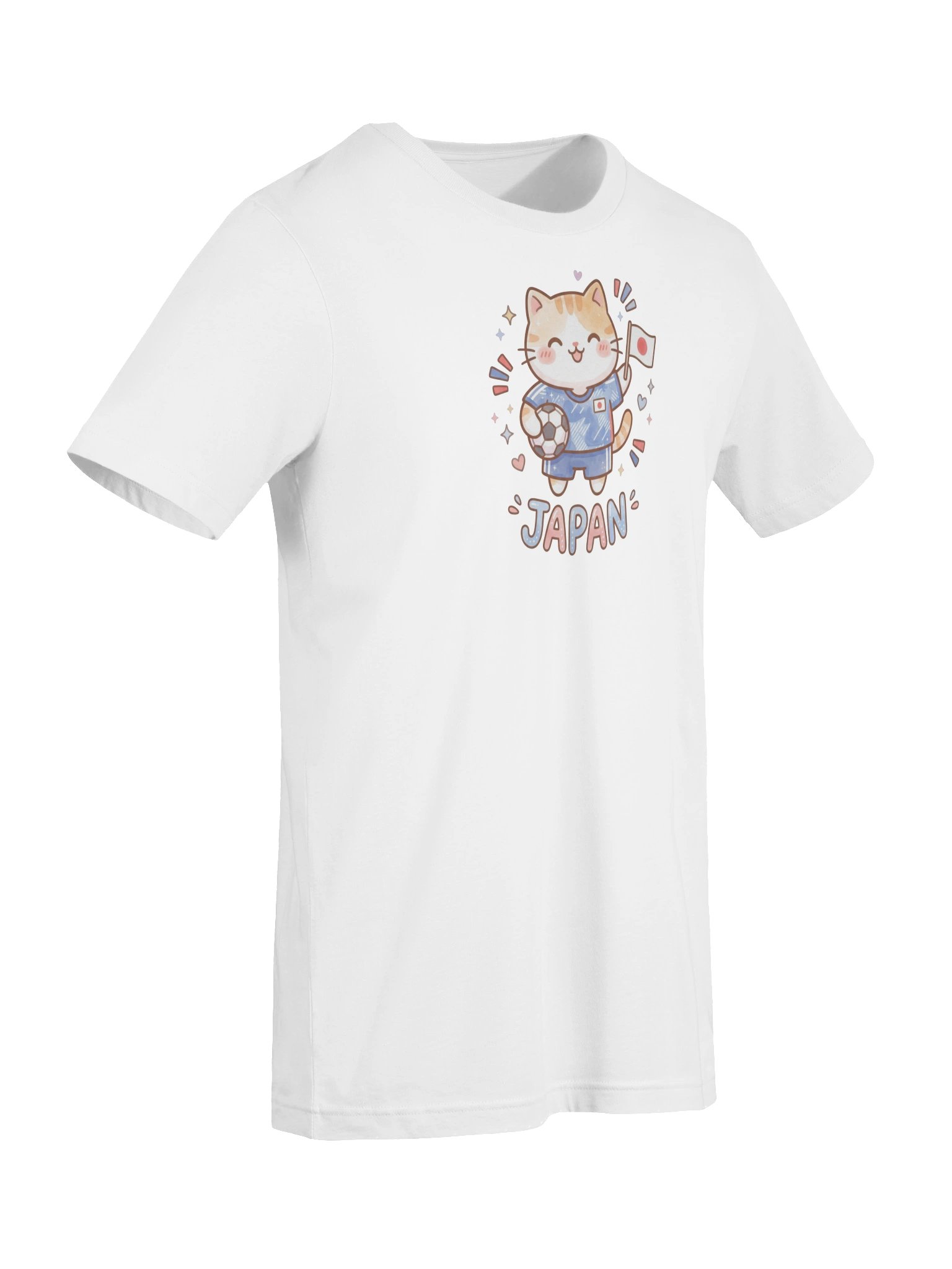 Japan Soccer Cat Shirt, Cute Japan Fan Tee, Kawaii Football Supporter T-Shirt product image (7)