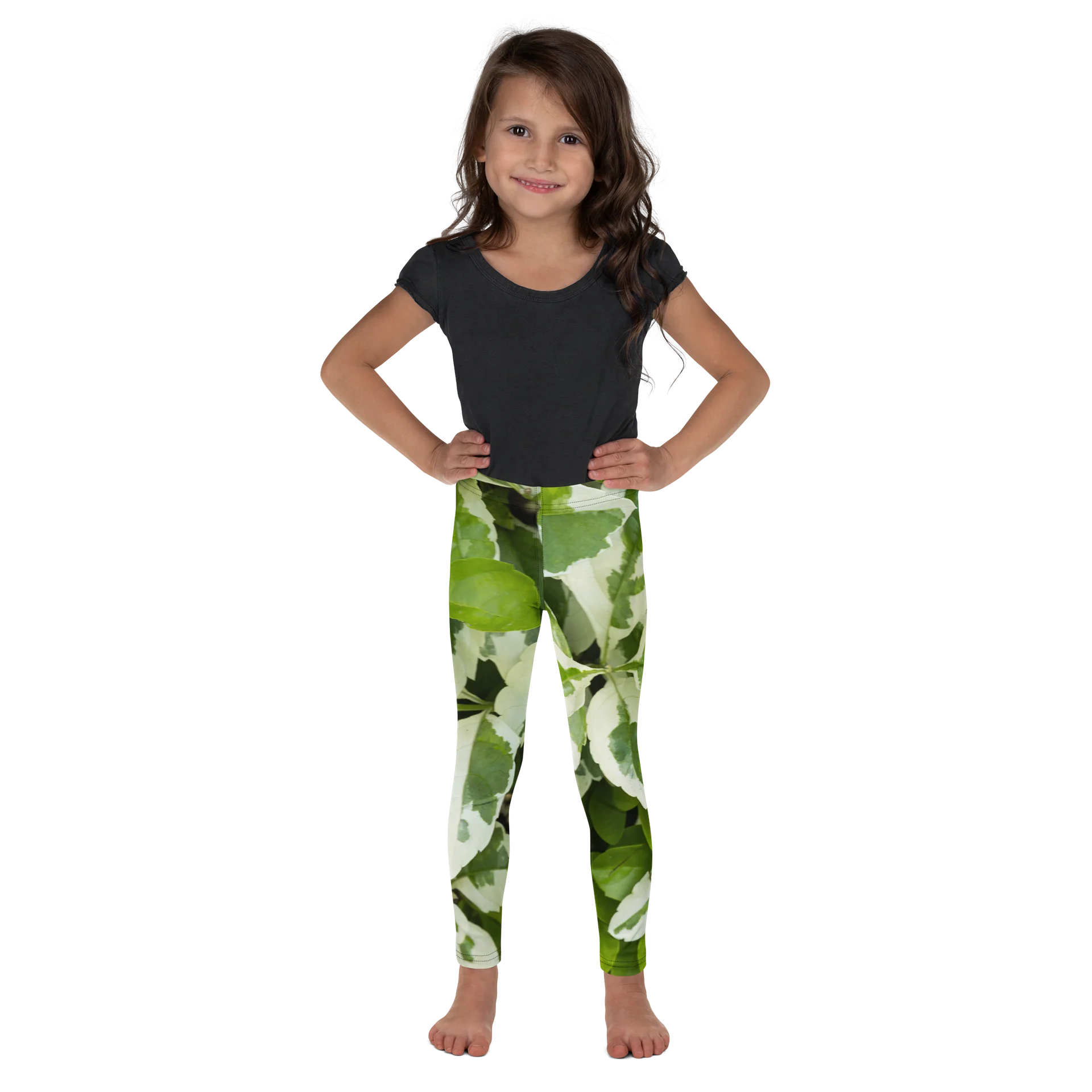 Moss & Parch All-Over Print Kids Leggings | Green & Cream Outdoor Play Pants product image (1)