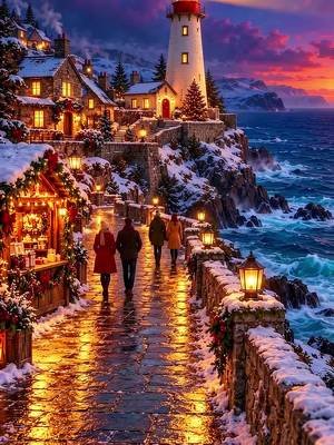POV: Your Christmas Walk Leads to This Snowy Lighthouse
