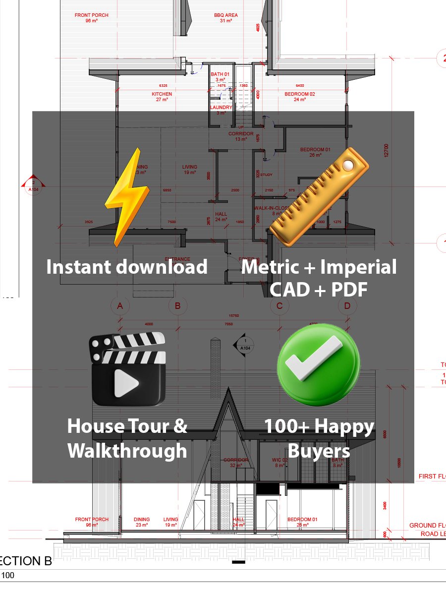The Twin Pines Cabin [AF082] - Drawings\Blueprints CAD + PDF - Metric + Imperial product image (3)