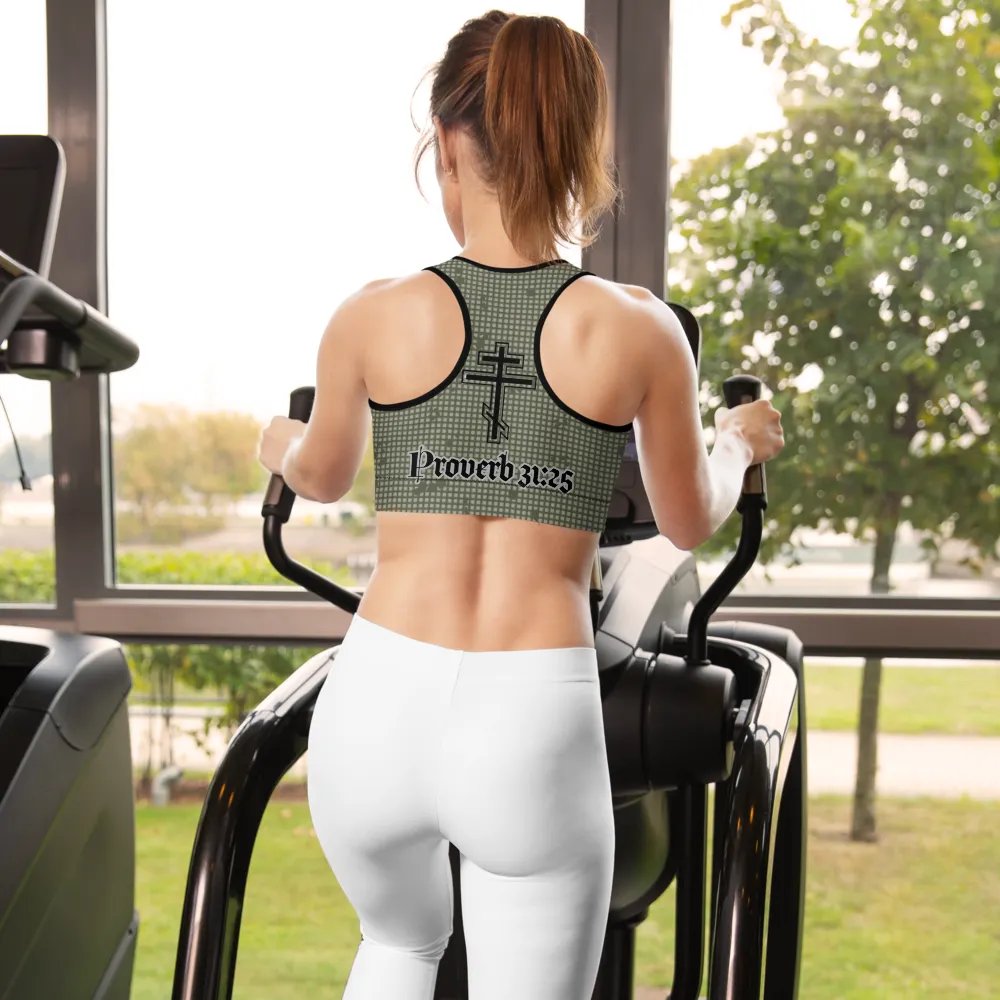 Faithful Camo: Proverb 3:25 Padded Sports Bra - Desert Night Camo product image (6)