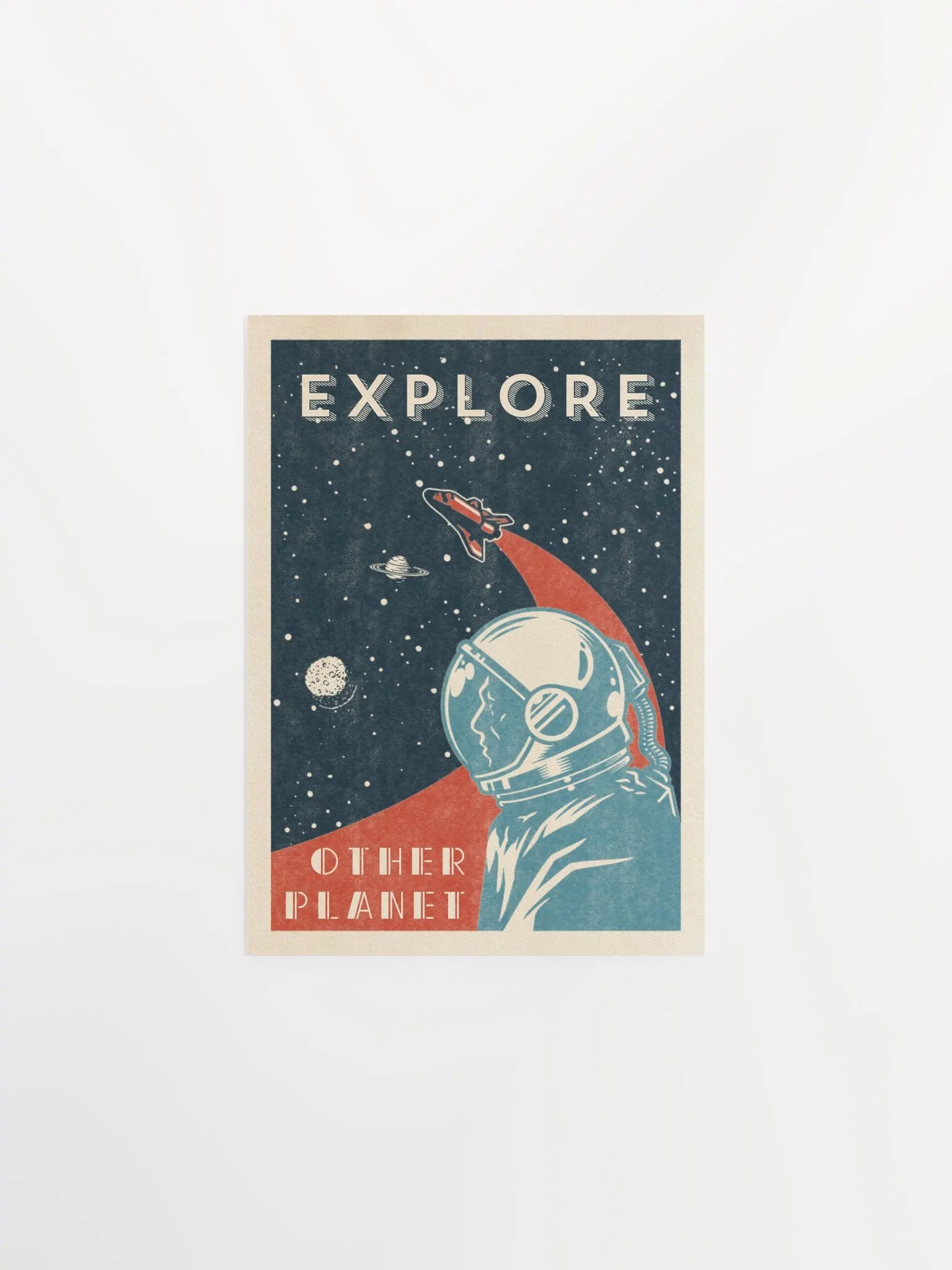 Explore other planet — Vintage space poster, retro space art, propaganda poster, retrofuturism art, retro sci-fi print product image (9)