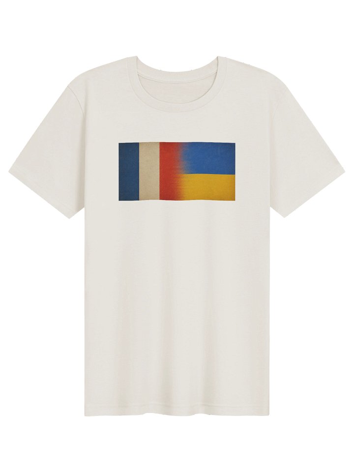 Woman Comfort T-shirt Support Ukraine-France Flags, retro white product image (1)