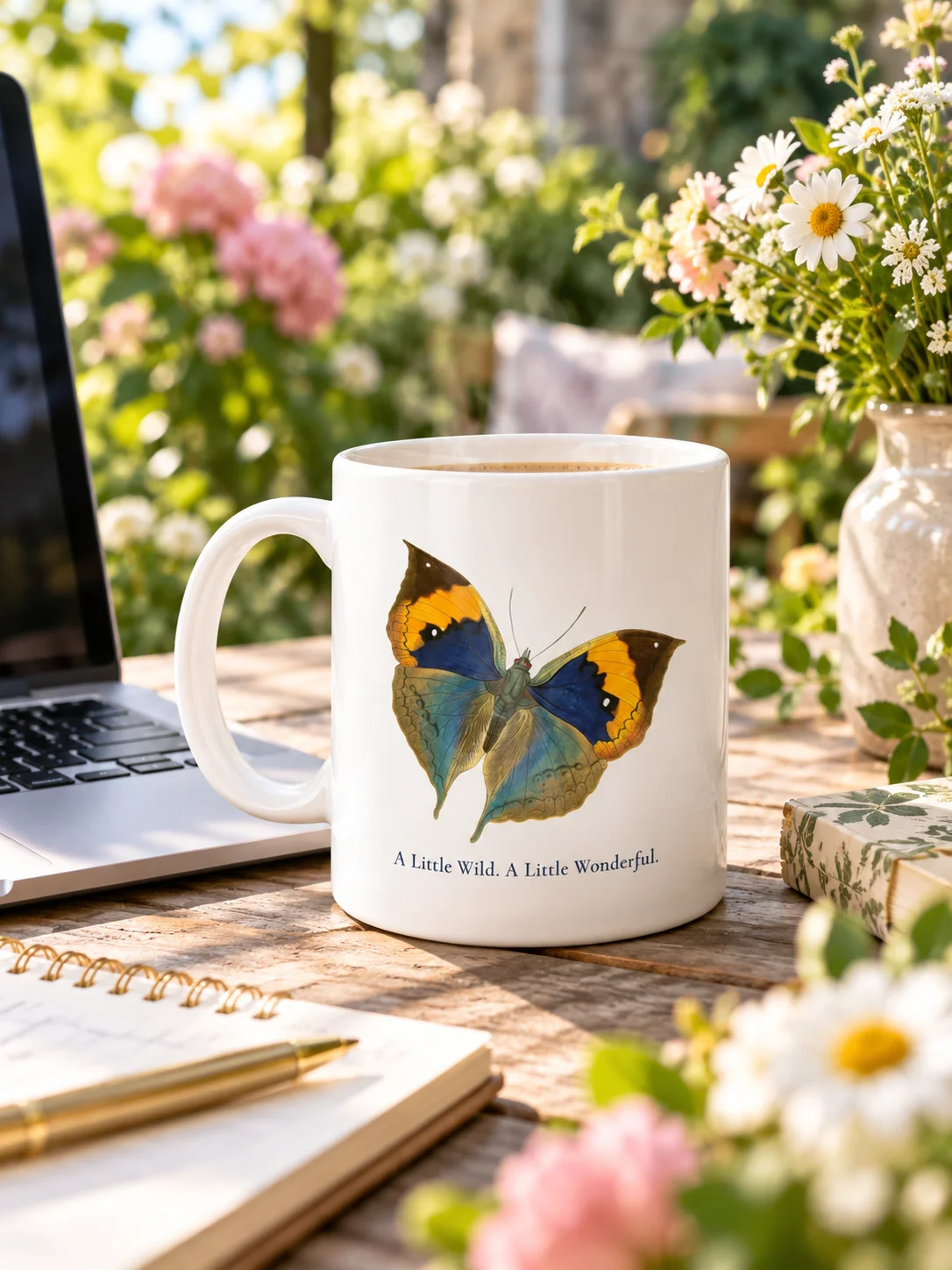 Vintage Butterfly Ceramic Mug - Botanical Art Coffee Cup | BioGardn product image (2)