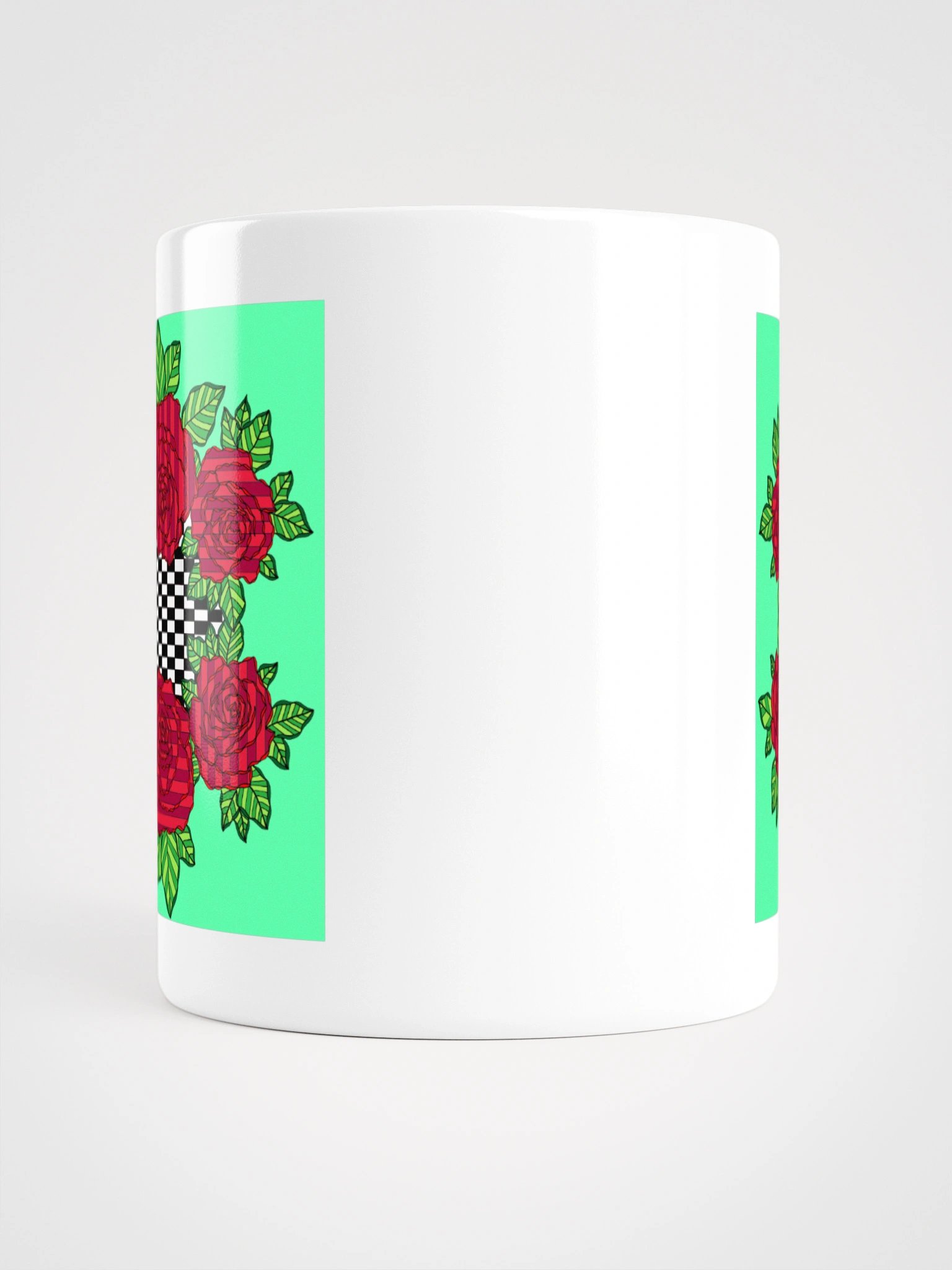 White Glossy Mug (Rose-Green) product image (2)