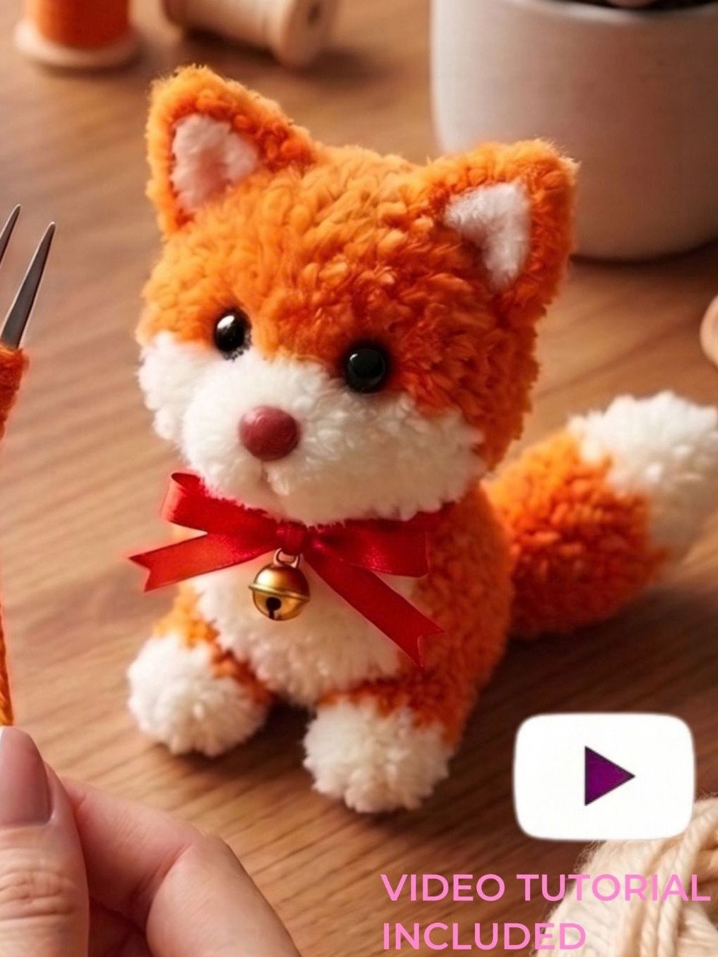 Pom Pom Fox Tutorial PDF: Easy Yarn Craft Guide + Video Tutorial Link (Digital Download) product image (1)