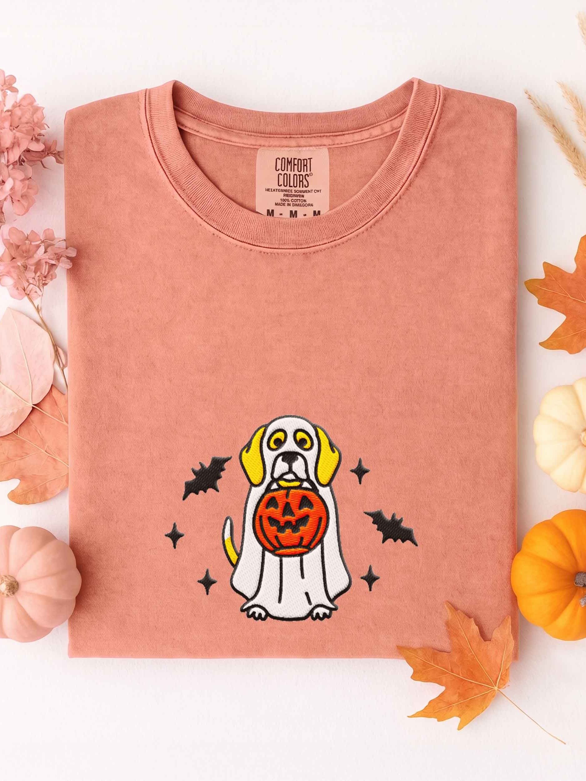 Halloween Beagle(Lemon & White) Embroidered T-Shirt product image (1)