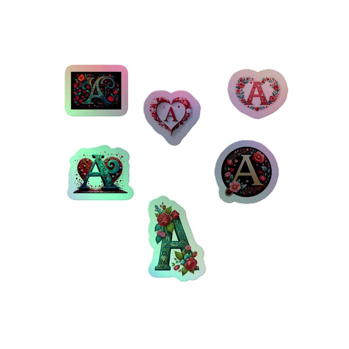 All A's Valentine’s Monogram Holo Sticker Pack product image (2)