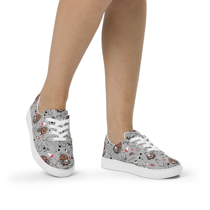 Cute Medical Kiwi Lace-up Canvas Shoes (Grey) product image (2)