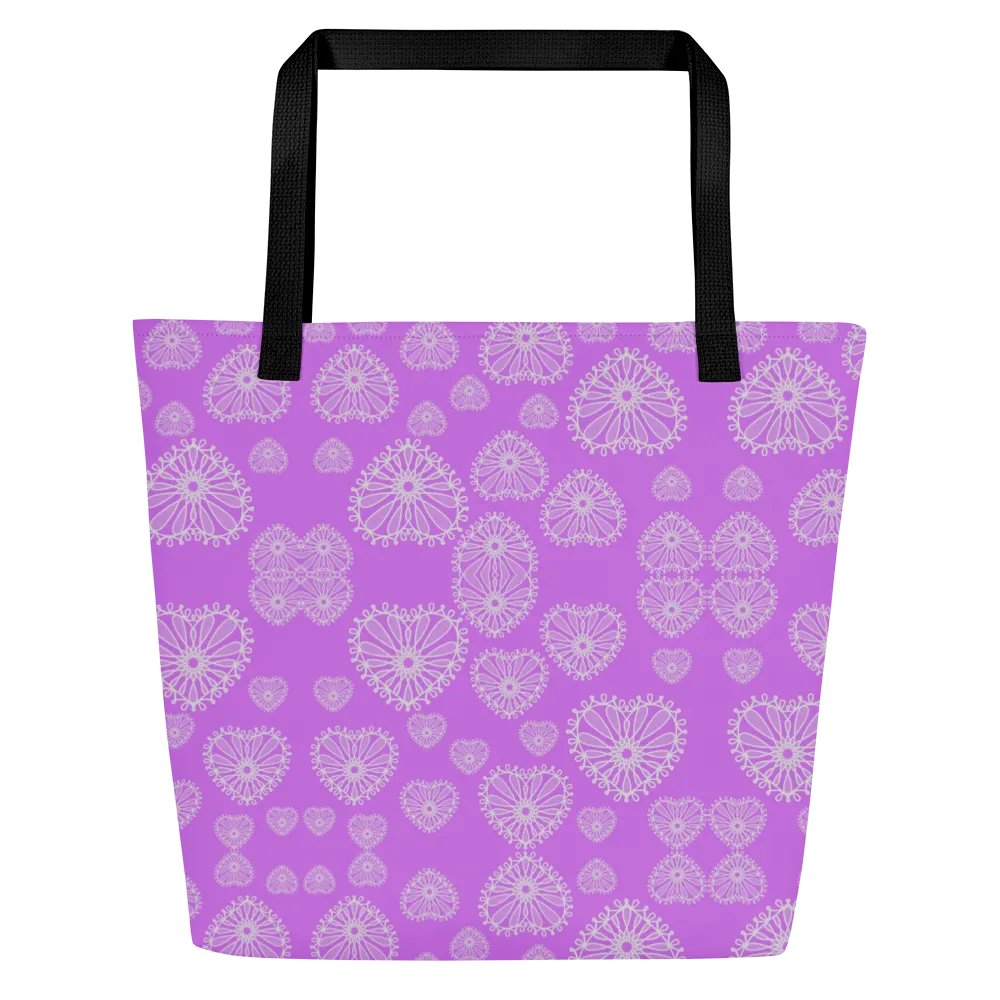 Lilac Love Heart Tote Bag product image (3)