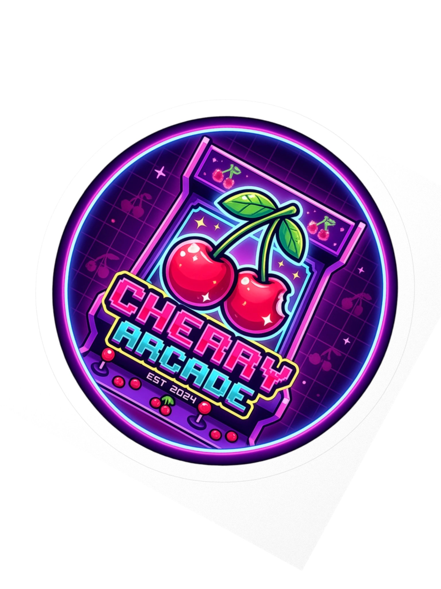 Cherry Arcade Neon Kiss Cut Sticker product image (2)