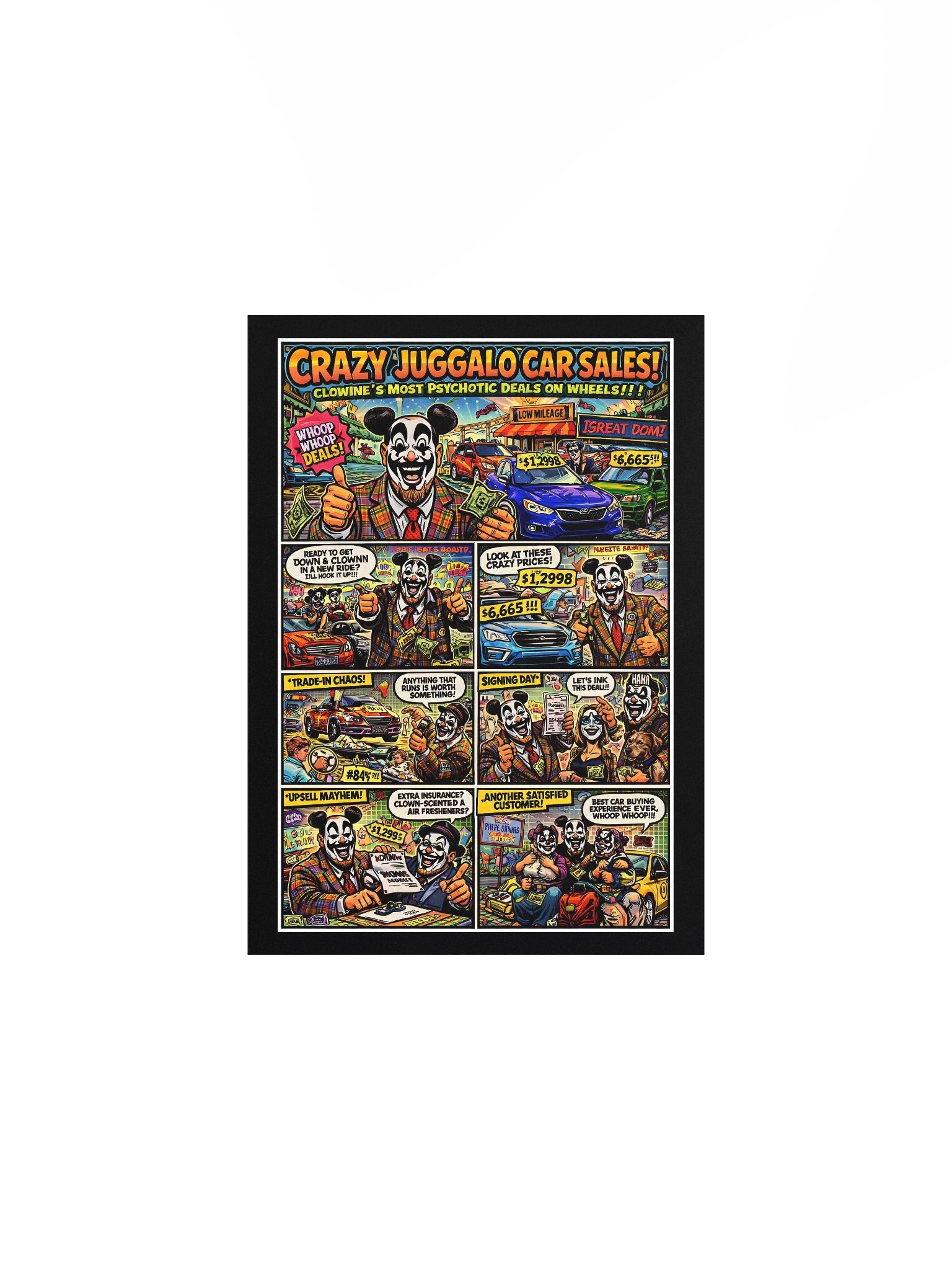 🚗 Crazy Juggalo Car Sales – 5x7 Matte Poster product image (1)