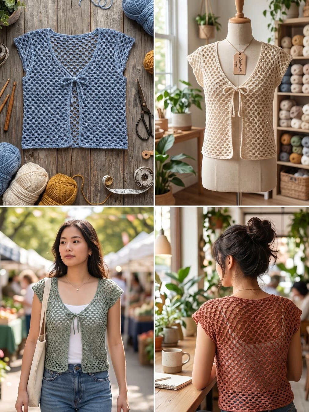 Mesh Crochet Shrug Pattern – Tie Front Crochet Bolero Top + Video Tutorial product image (5)