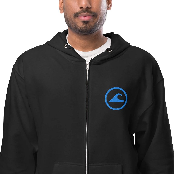 Embroidered Wave Rider Fleece Zip-Up Hoodie (Aqua) product image (1)
