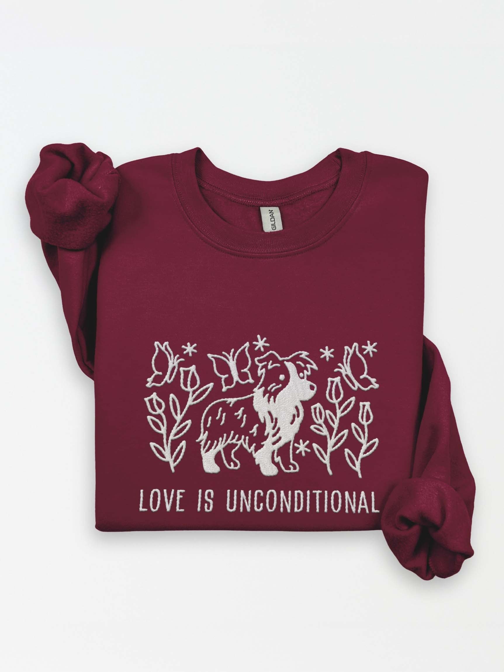 Love Is Unconditional Line Art Sweatshirt (Embroidered) of an Australian Shepherd product image (1)