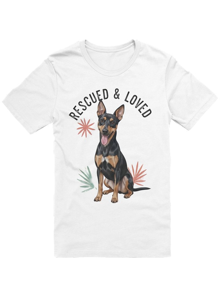 Rescued & Loved Potcake Tee - Black & Tan Potcake with Floral Design product image (1)