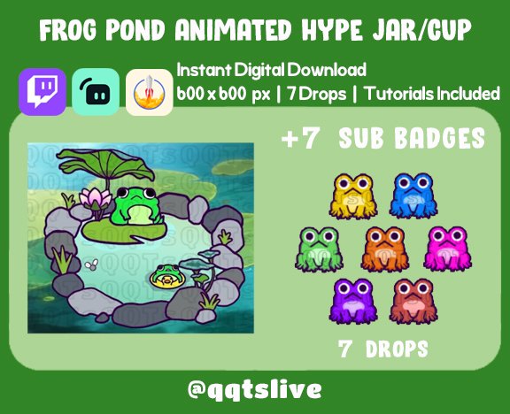 ANIMATED FROG POND Hype Jar - Stream Tip Cup + Sub Badges / Jar - 2 Layers - 7 Bit Options - Set Up Tutorial Included product image (1)