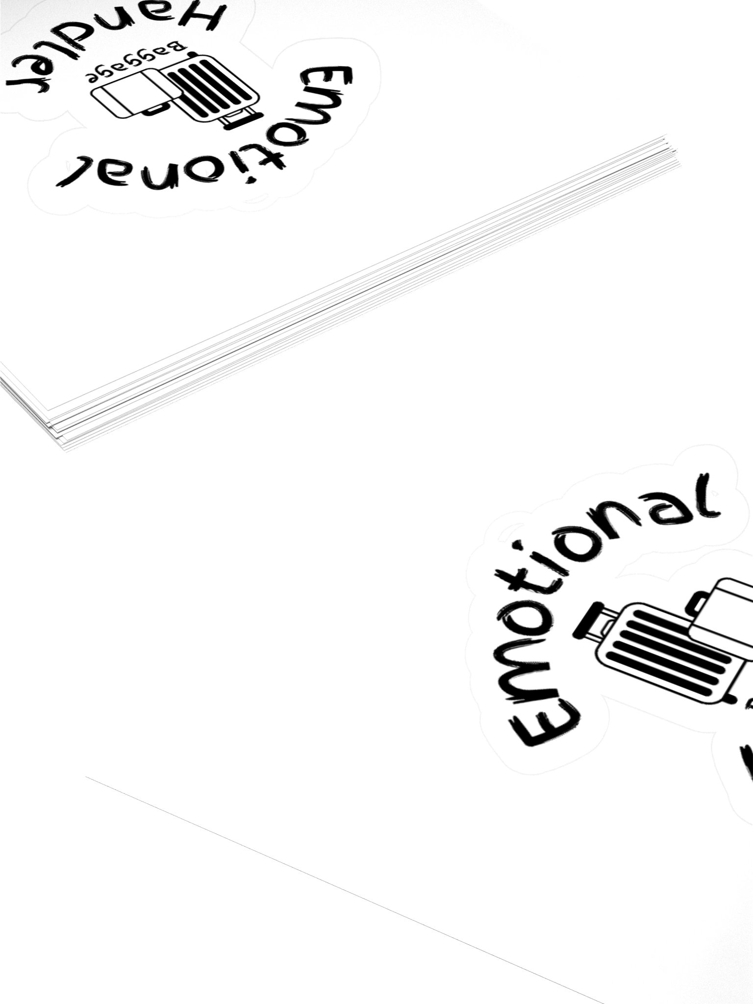 Emotional Baggage Handler Sticker With Baggage graphic-Black and White product image (4)