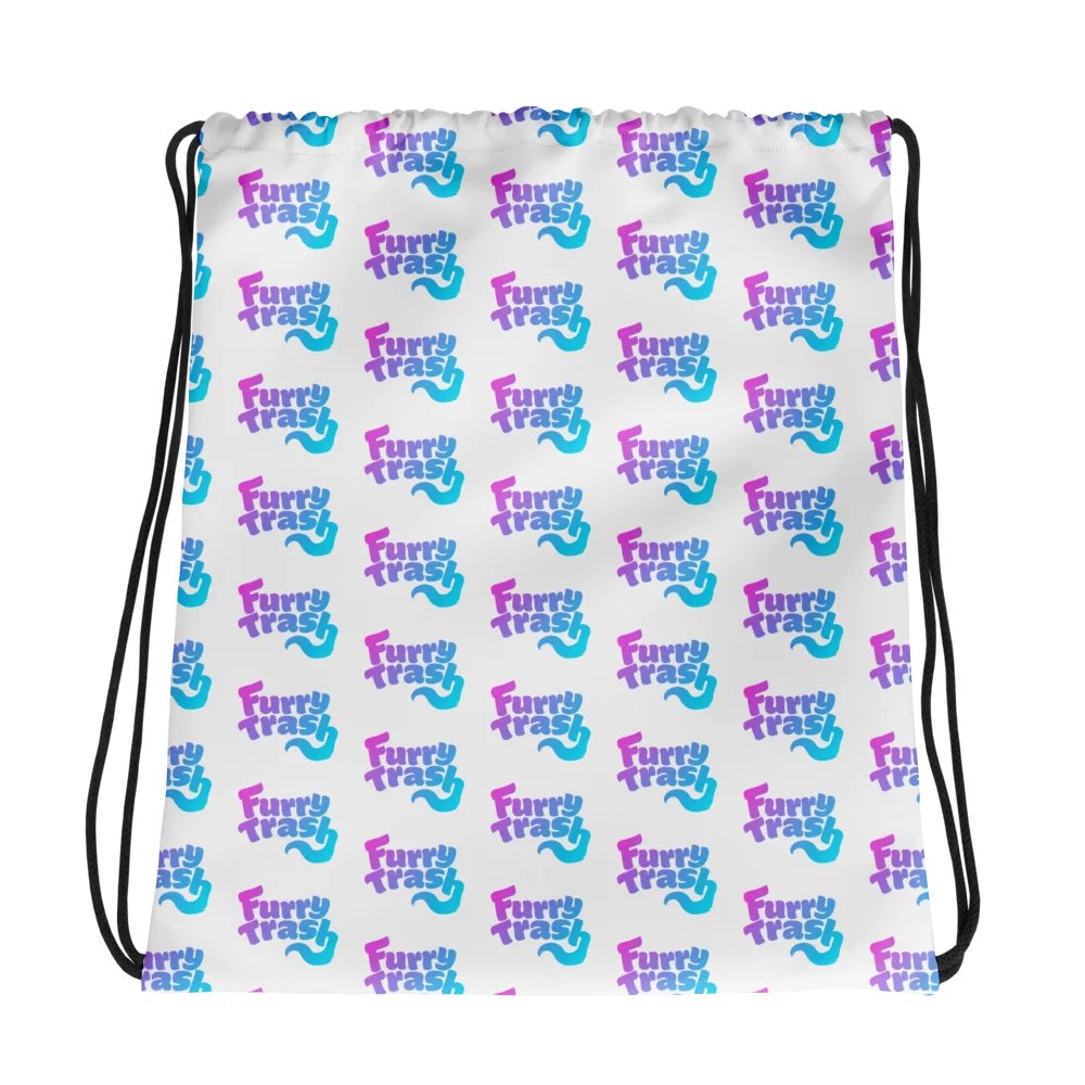 Furry Trash Patterned Drawstring Bag - Bubble Logo (Twilight) product image (1)