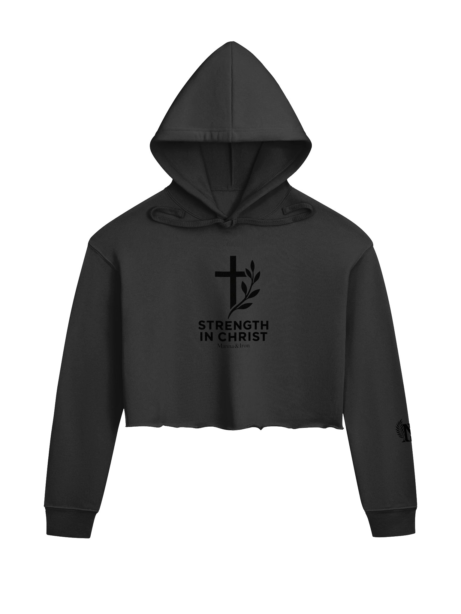 Minimal Cross & Leaf Crop Hoodie product image (1)