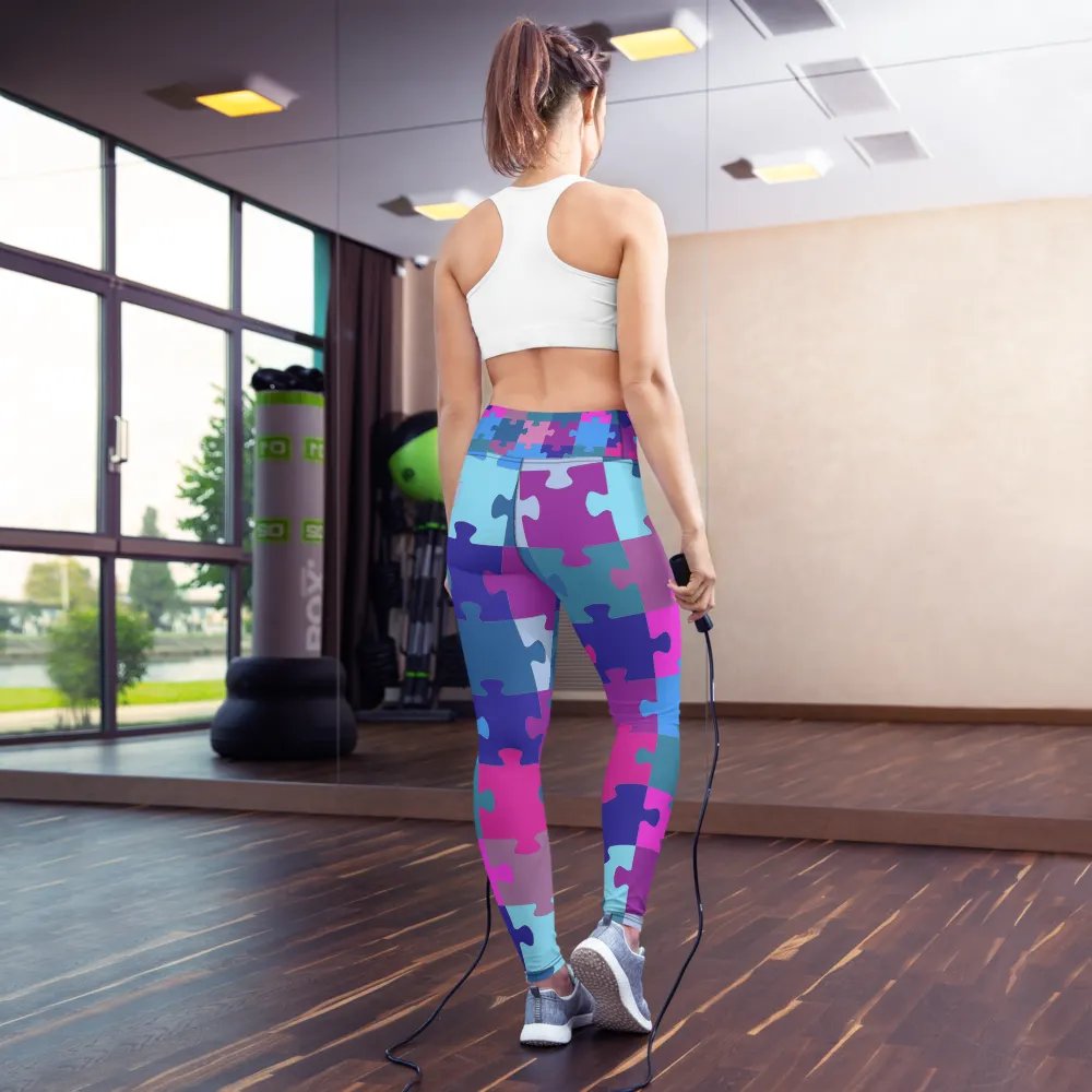 Multi-Colored Geometric Puzzle Pattern Yoga Leggings product image (7)