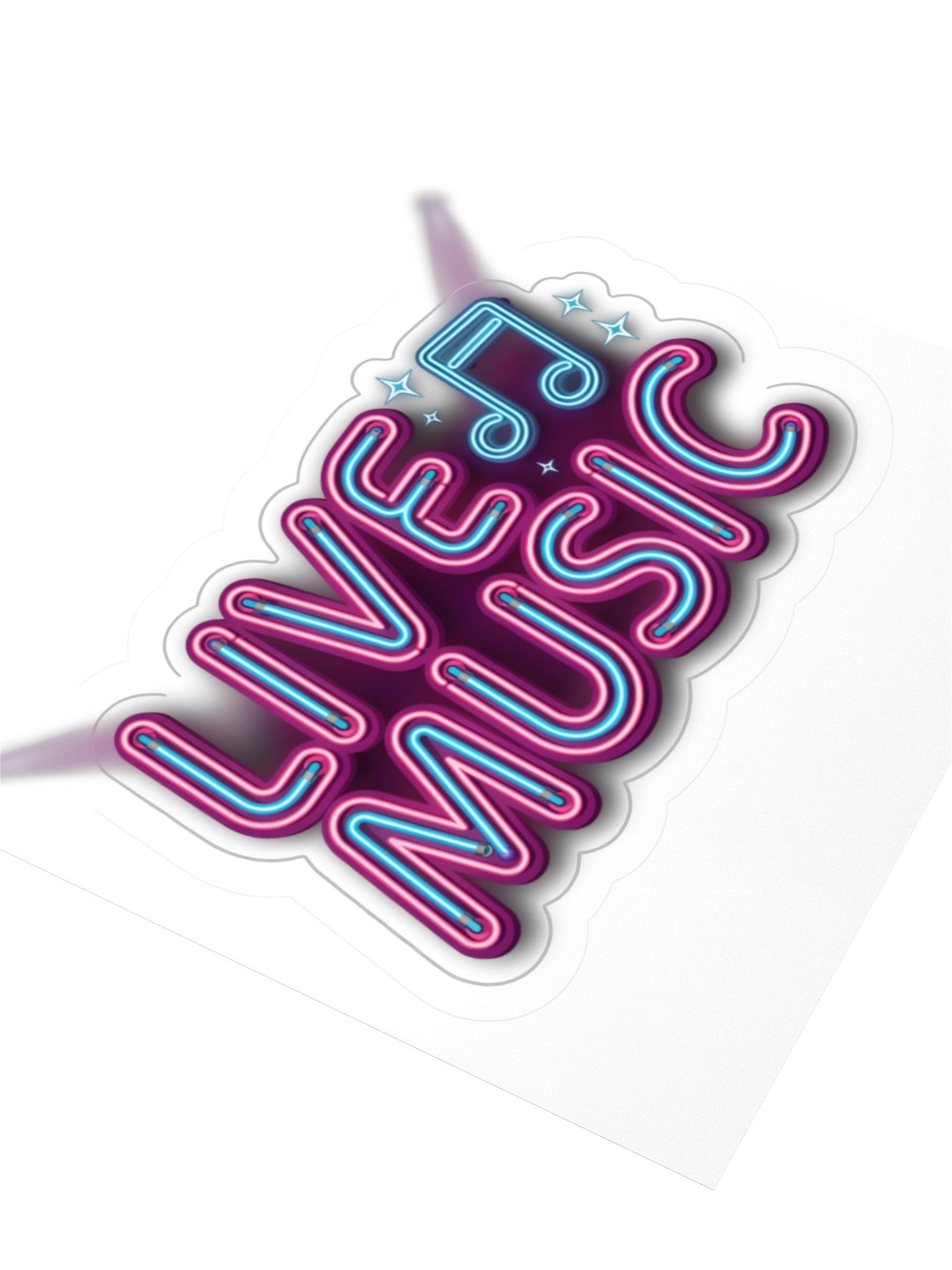 Live Music Neon Kiss Cut Sticker product image (9)
