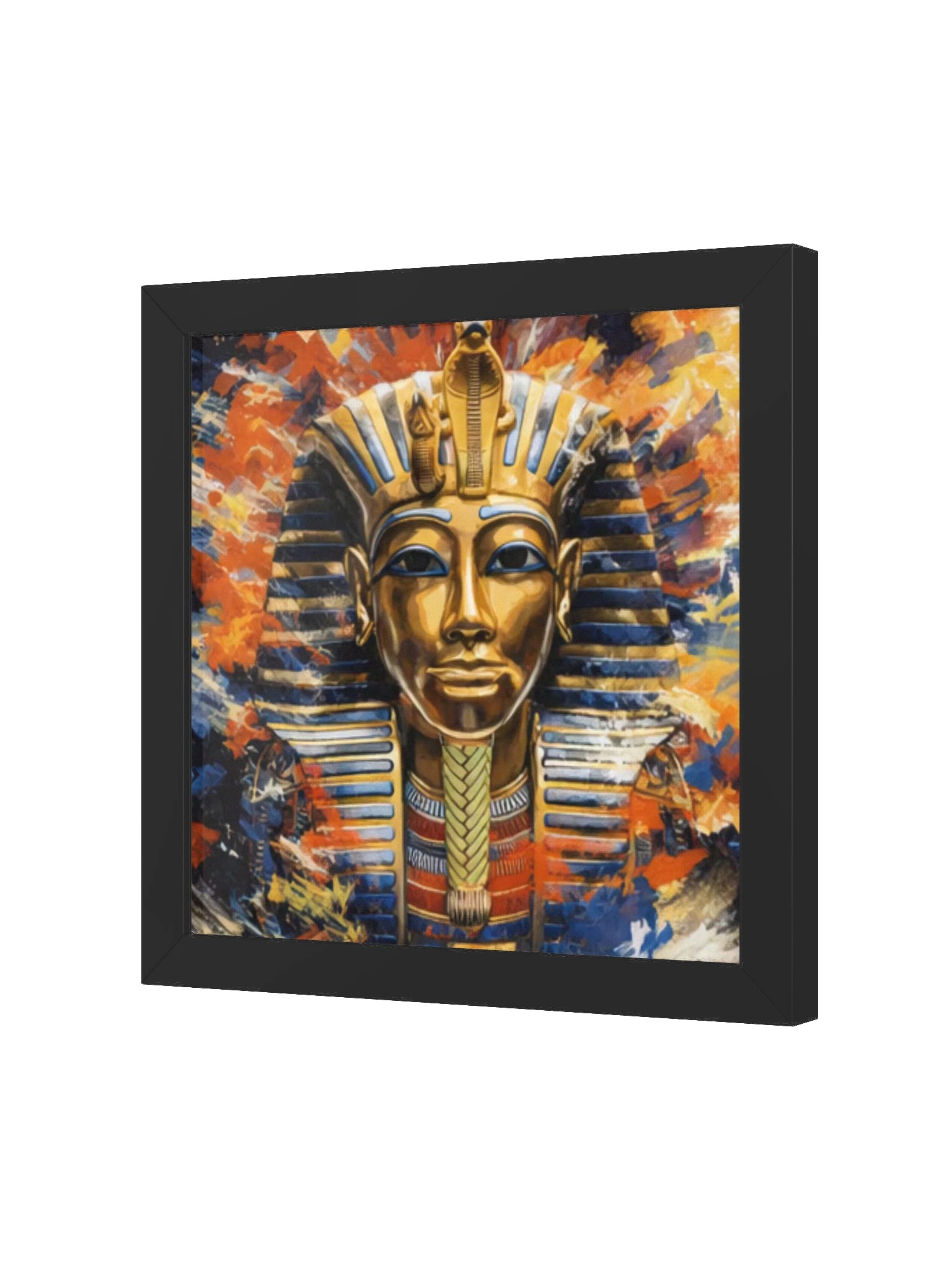 Modernes Tutanchamun Bild – Bunte Ägyptische Pharao Maske Kunst – Abstraktes Ägypten Wandbild Gold & Blau – Digitaler Kunstdruck product image (21)
