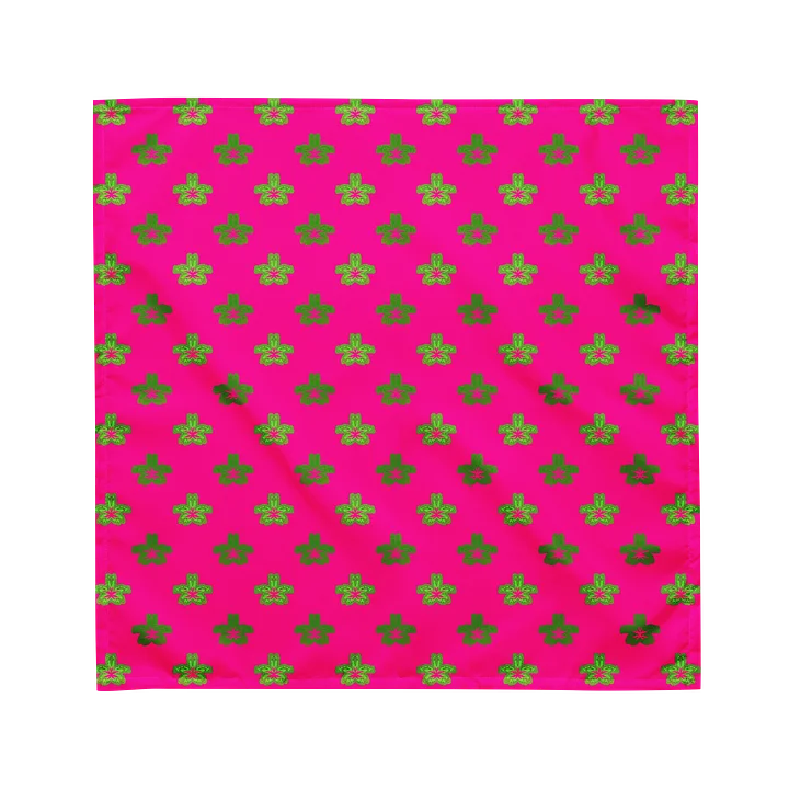 Stoner Summer Cannabis Bandana, Hot Pink Lime Green 420 Flower Art, Pot Leaf Pattern Accessory product image (1)