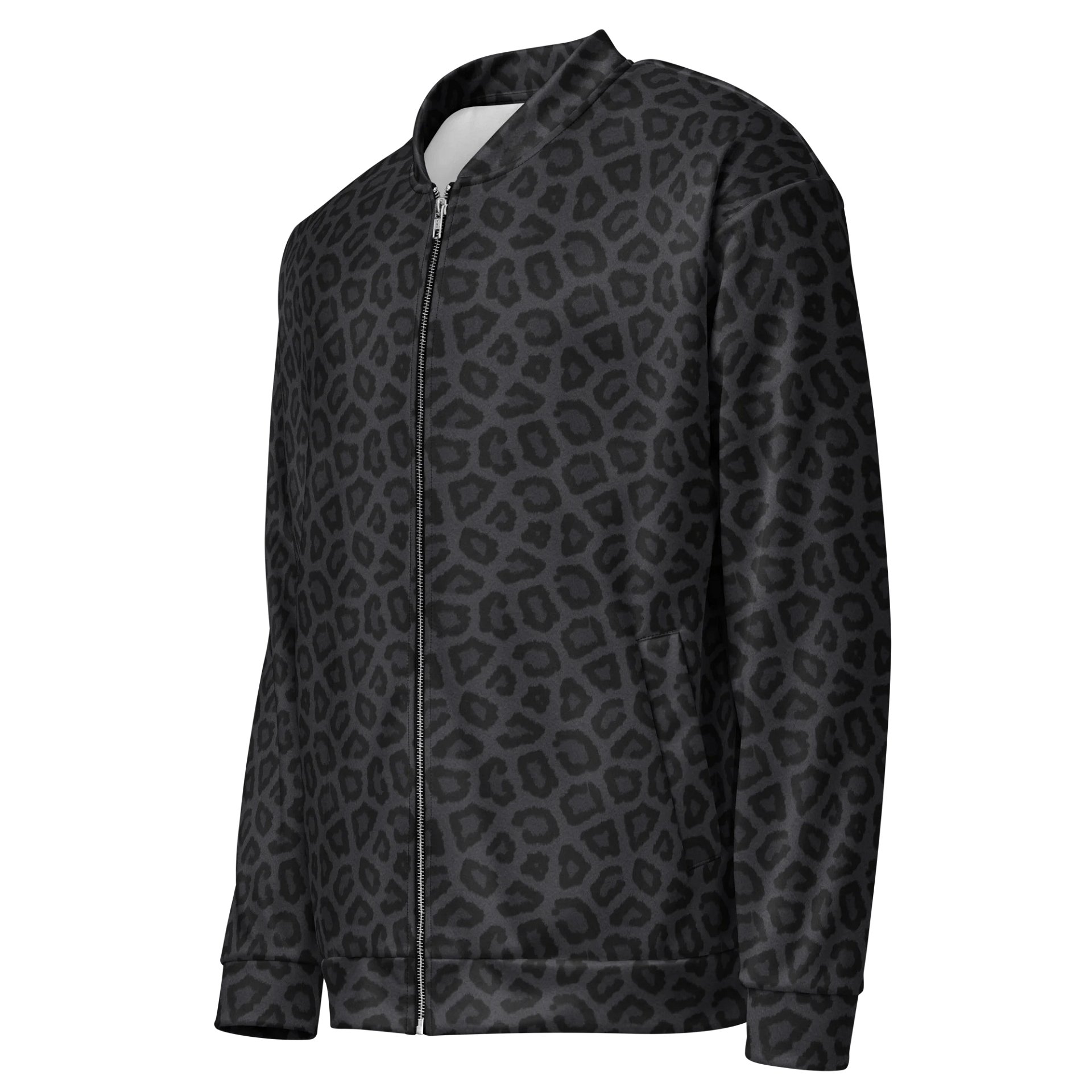 Trendy Black Leopard Print Bomber Jacket for Comfort Fashion product image (3)