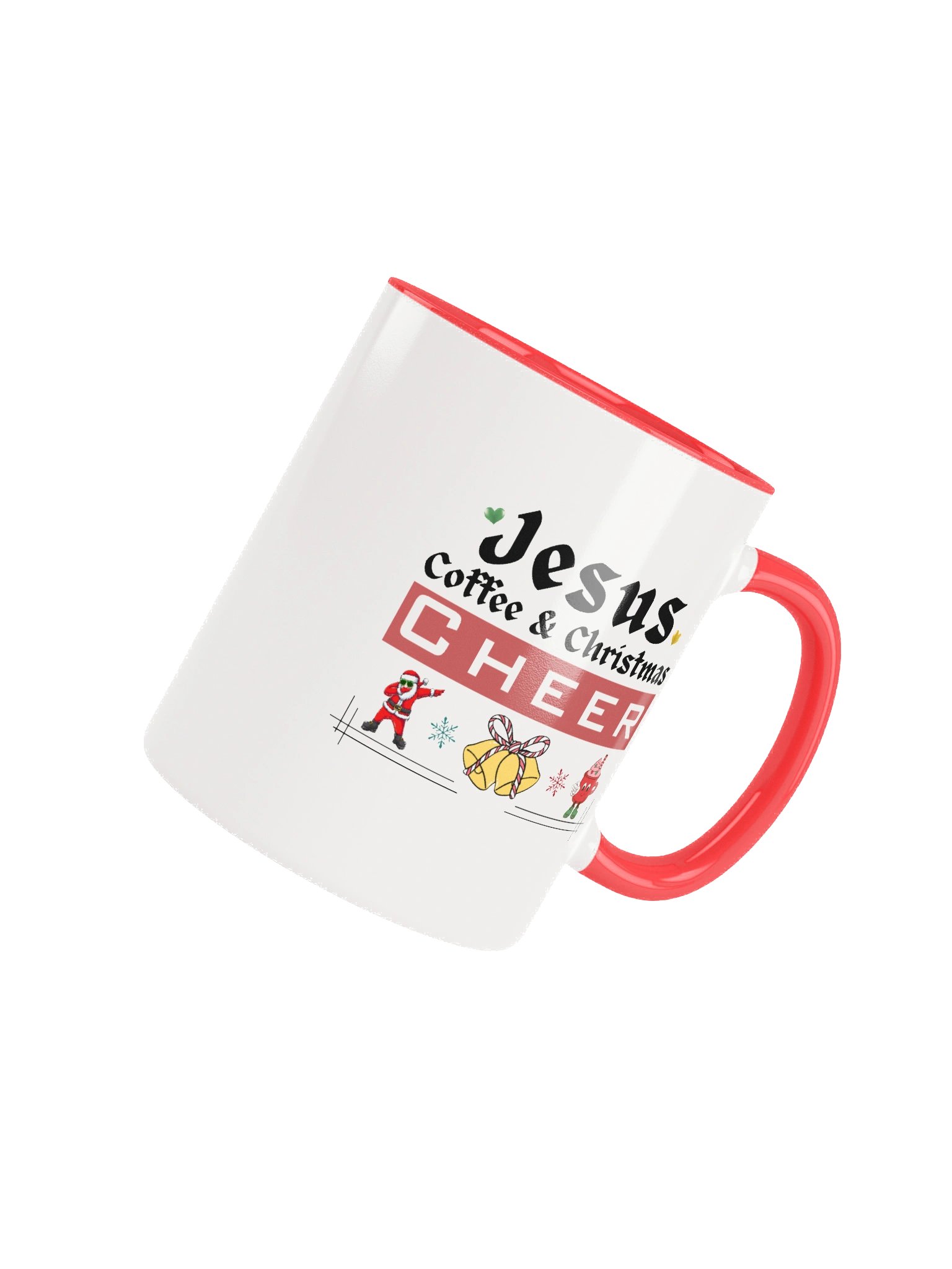 Jesus, Coffee, & Christmas Cheer! Two-Tone 11 & 15 oz Mug | Christian Christmas Mug with Red Accent | Holiday Gift for Believers & Moms product image (8)